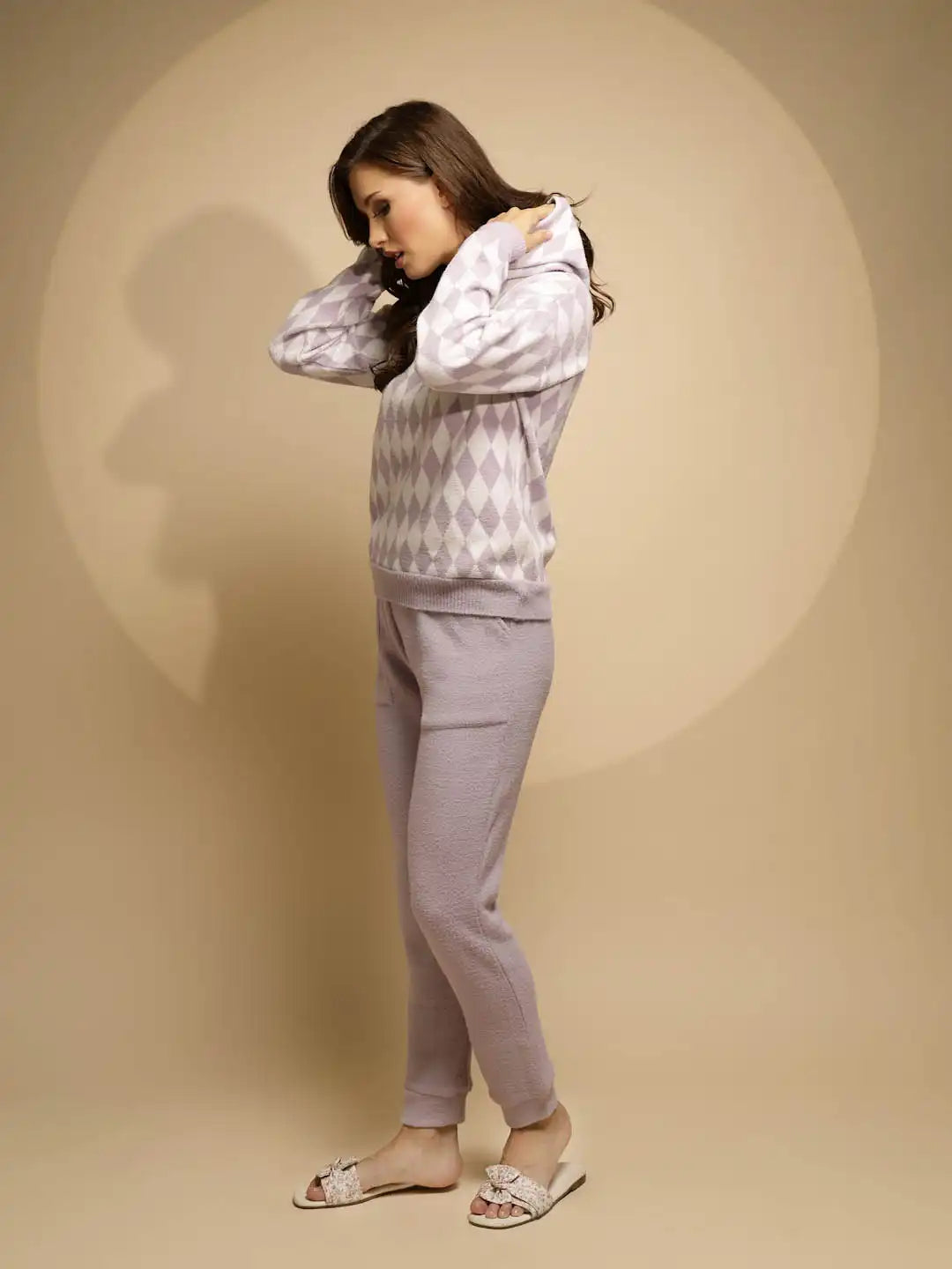 Purple Printed Full Sleeve Hood Hosiery Track Suit - Global Republic