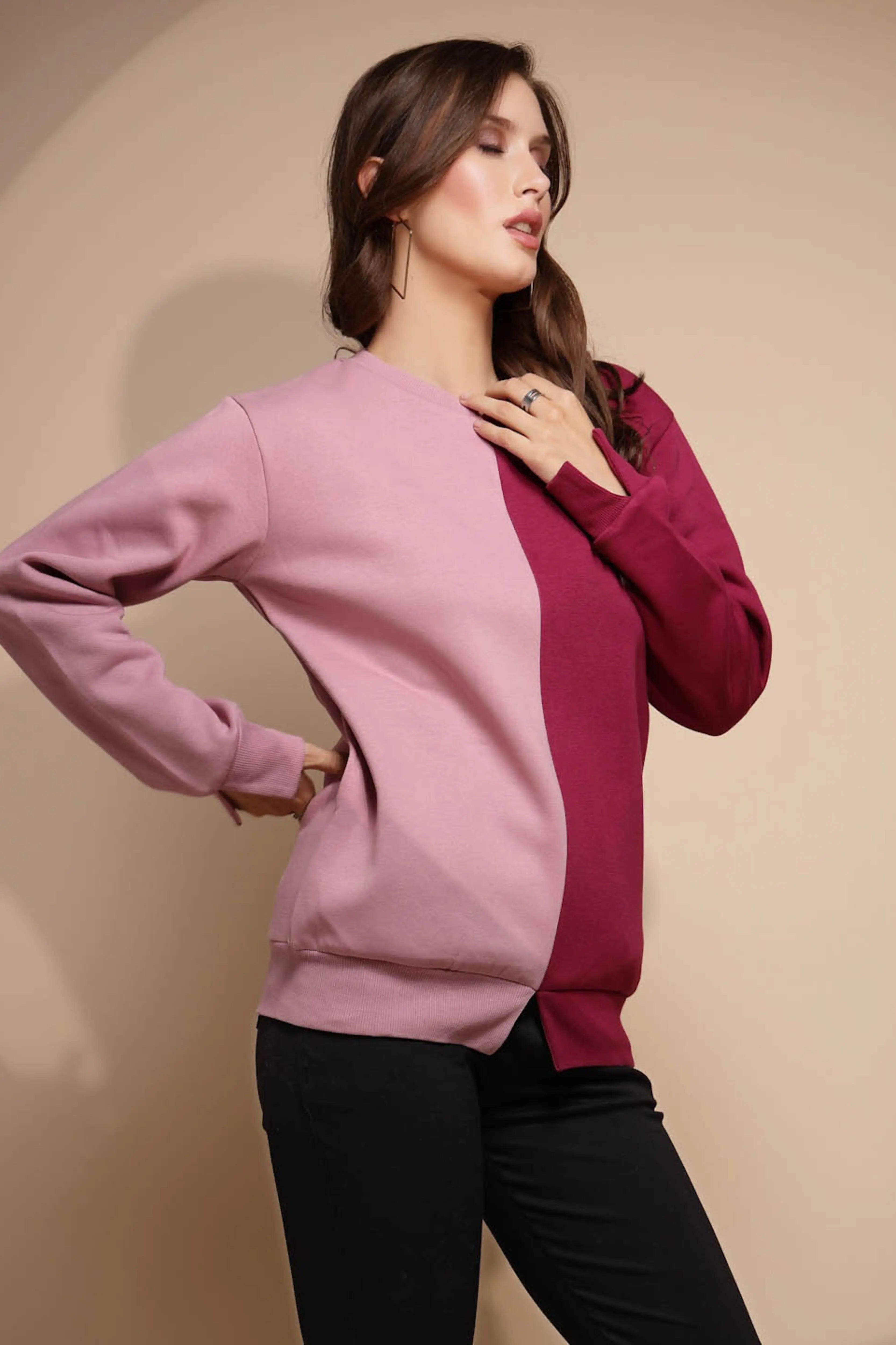 Solid Hosiery Pink Sweatshirt - Global Republic