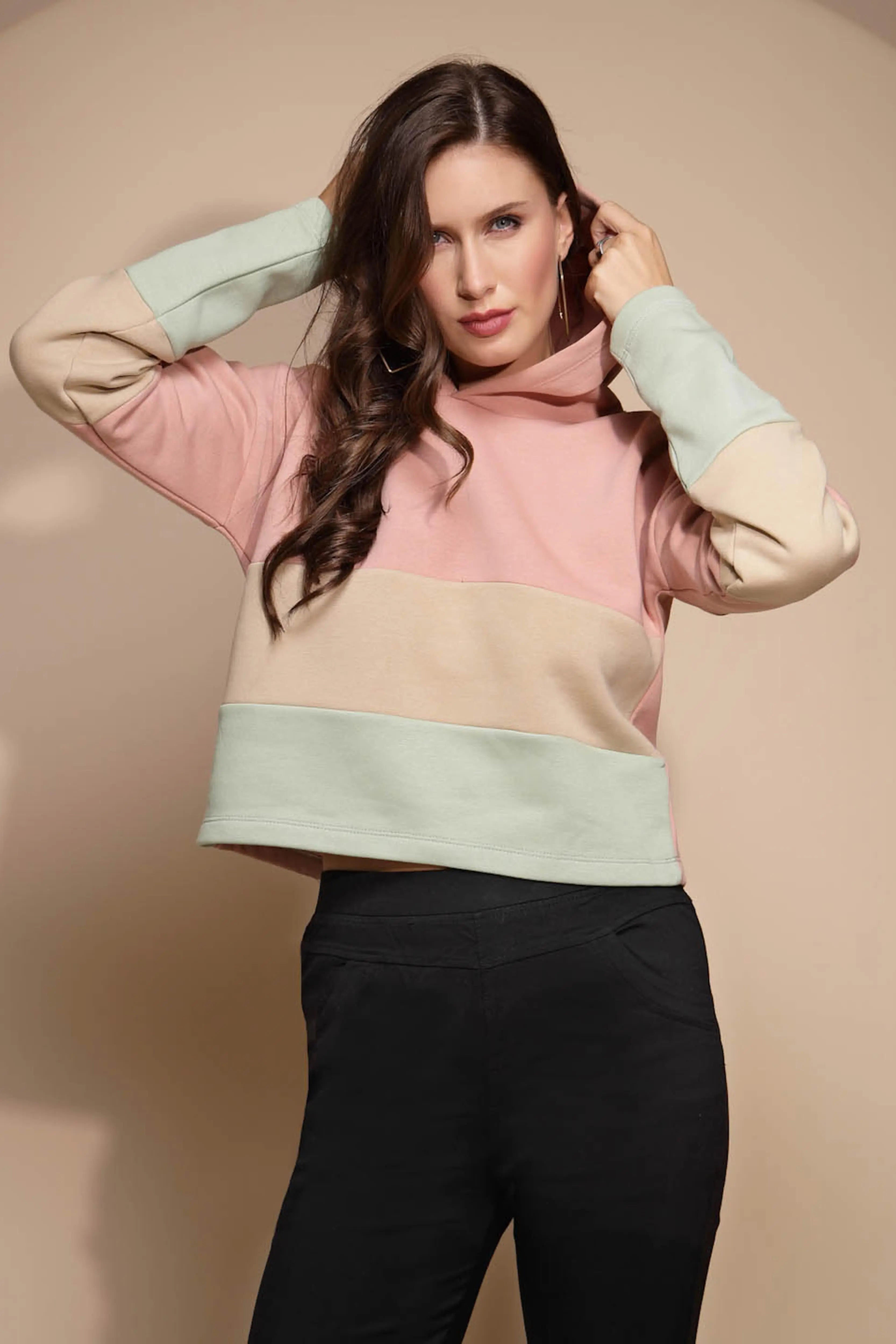 Multicolor Block Print Hood Sweatshirt - Global Republic