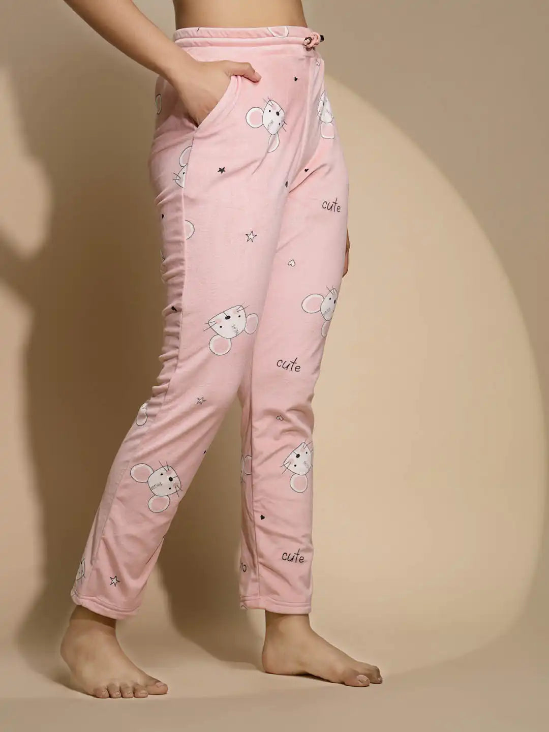Pink Solid High Rise Cotton Lower - Global Republic