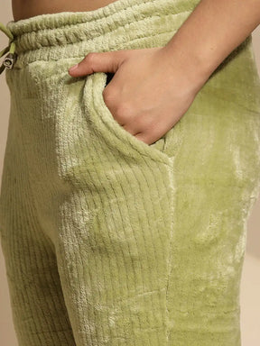 Green Solid Low Rise Cotton Lower