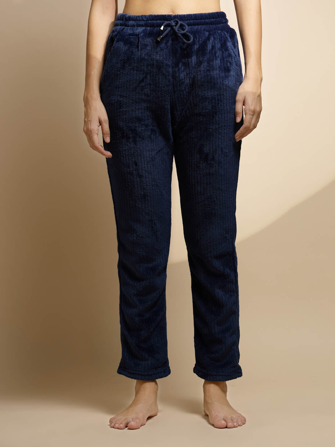 Blue Solid Mid Rise Cotton Lower - Global Republic
