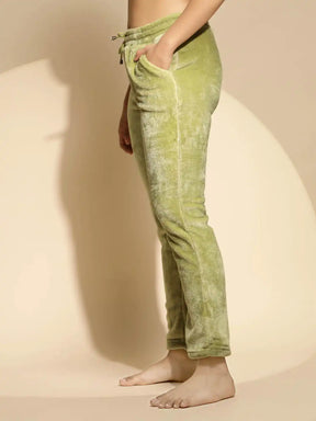 Green Solid Cotton Mid Rise Lower