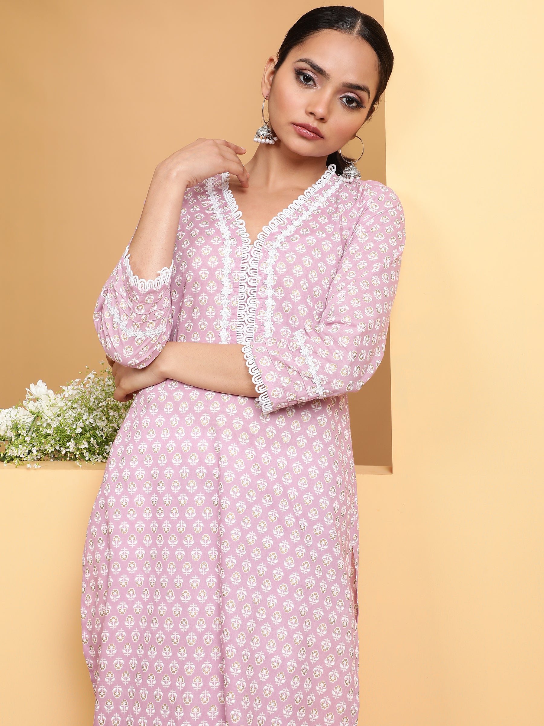 Women Sea Blue Round Neck Printed Kurta Set - Global Republic