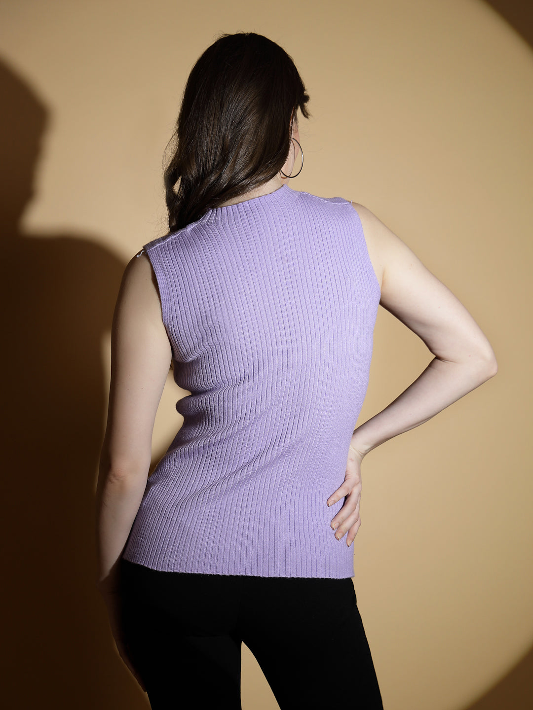 Women Lilac Round Neck Solid Skivvy - Global Republic