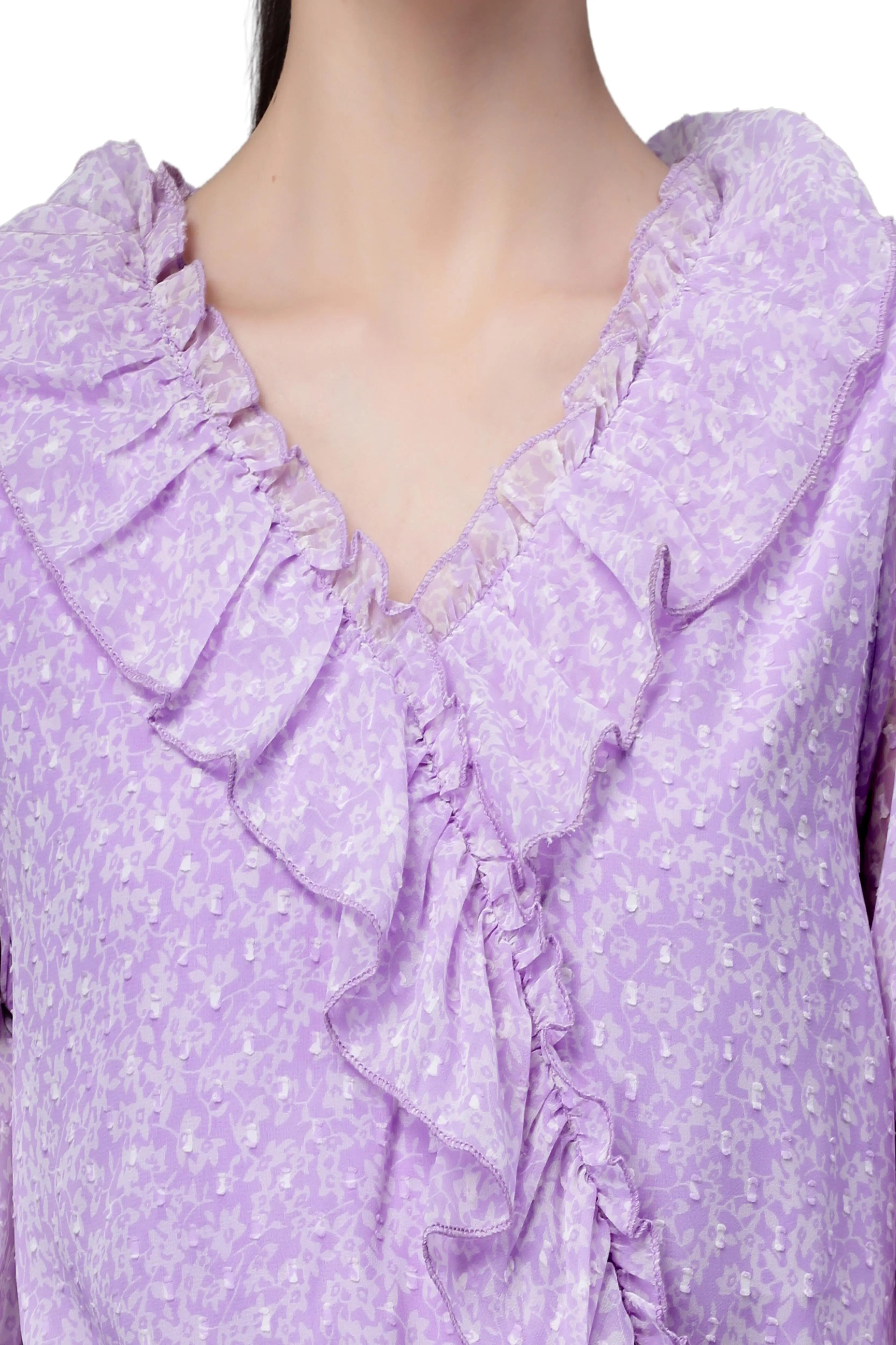 Purple Dobby Printed Crop Top - Global Republic