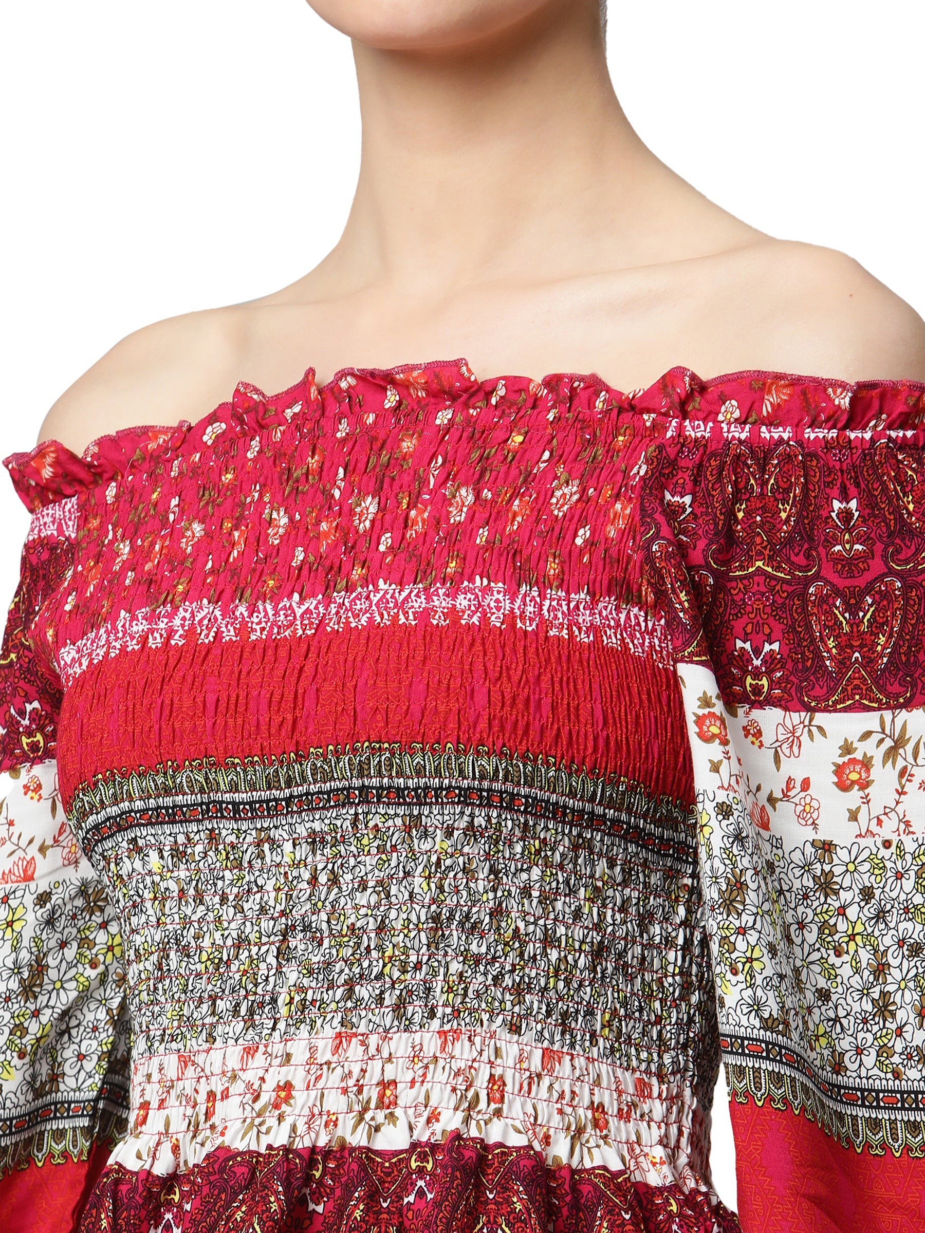 Off-Shoulder Floral Rayon Top