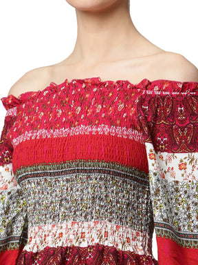 Off-Shoulder Floral Rayon Top