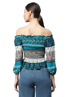 Off-Shoulder Floral Rayon Top