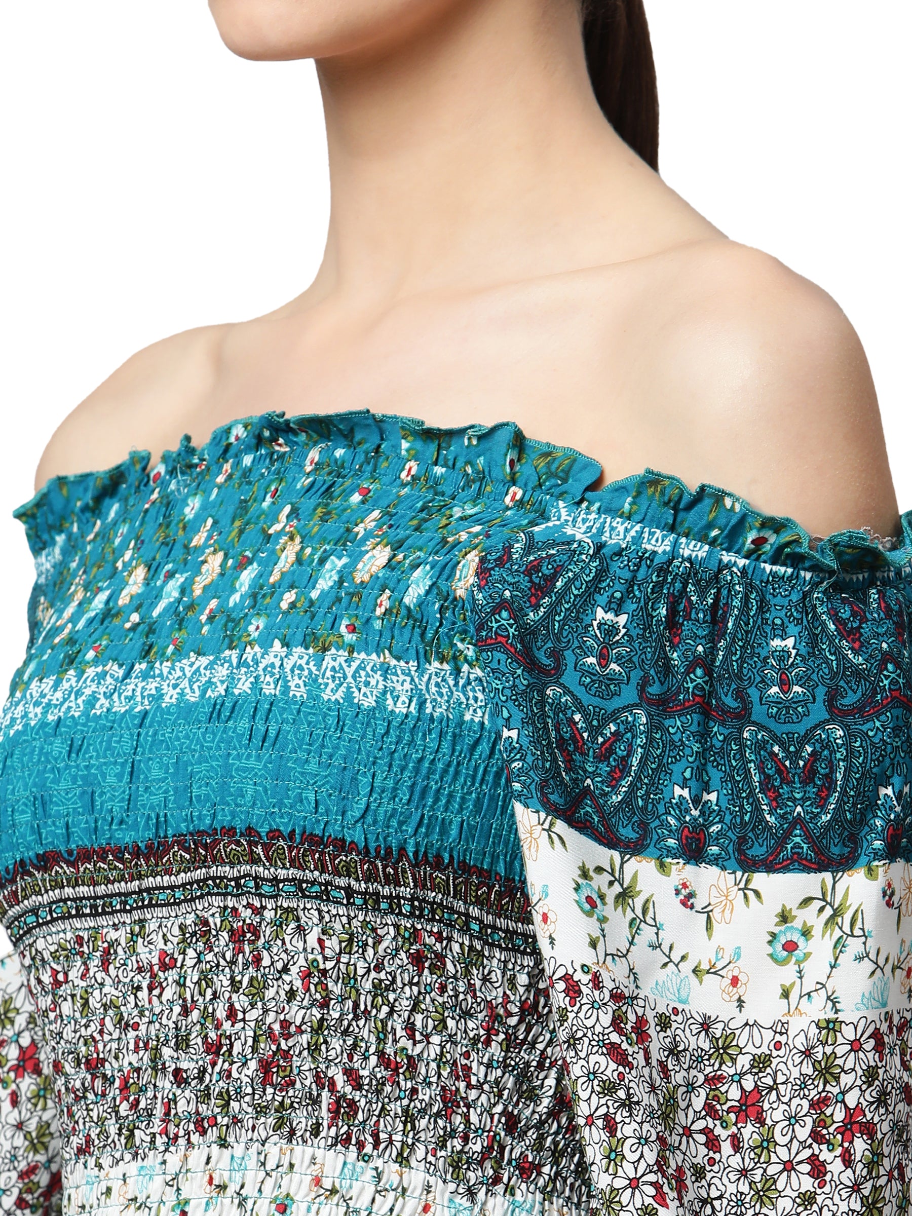 Off-Shoulder Floral Rayon Top