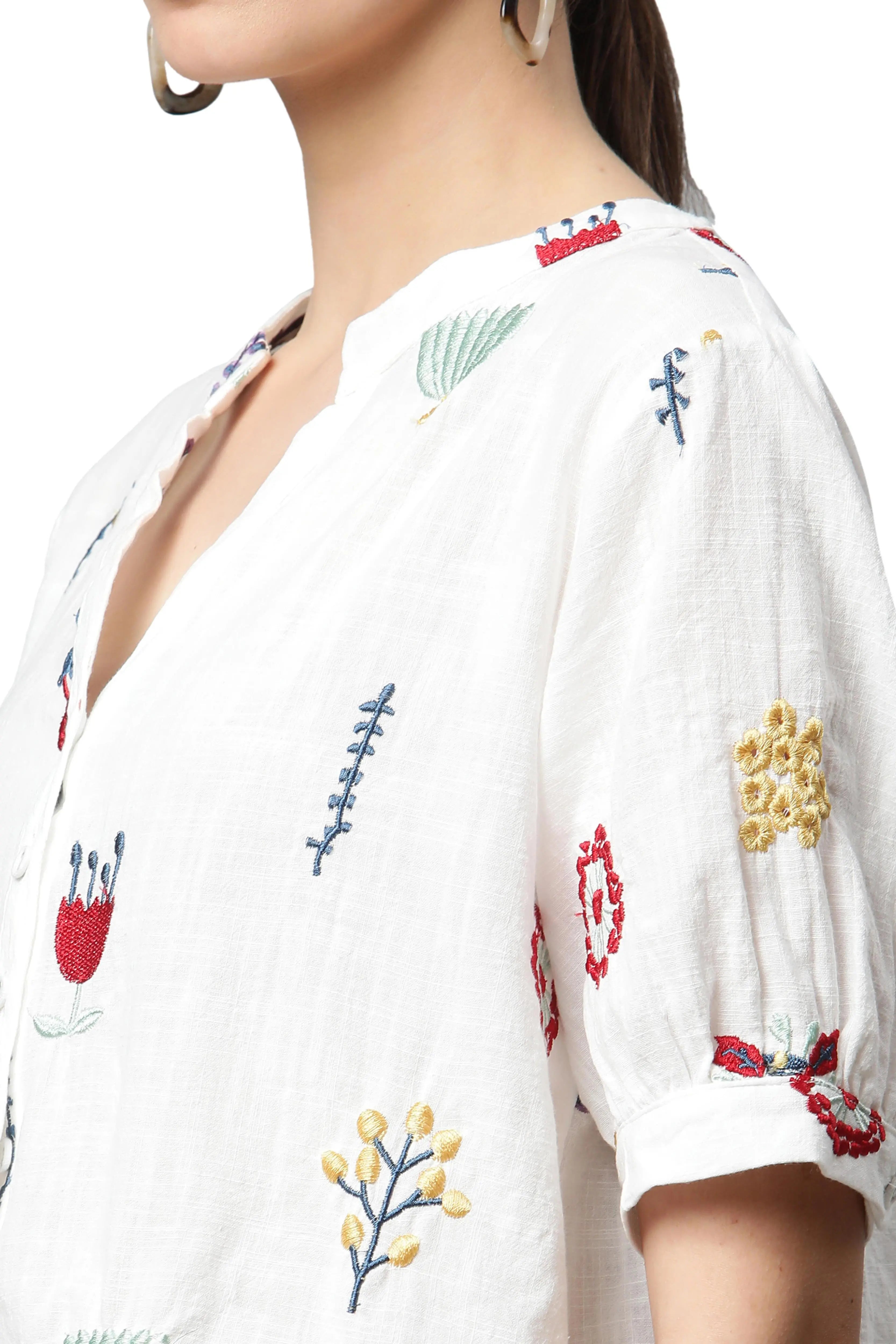 White Cotton Quirky Top - Global Republic