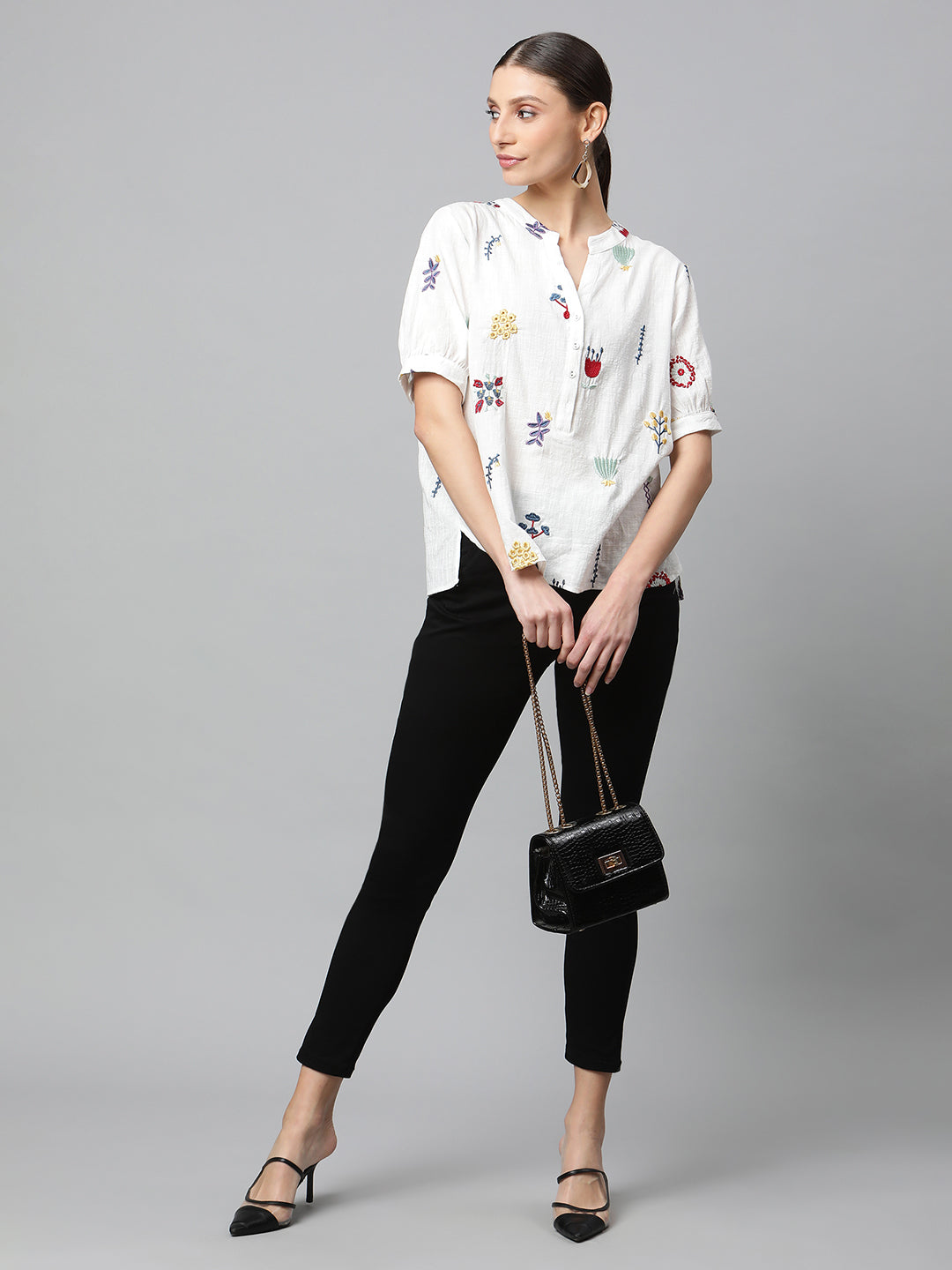 White Cotton Quirky Top - Global Republic