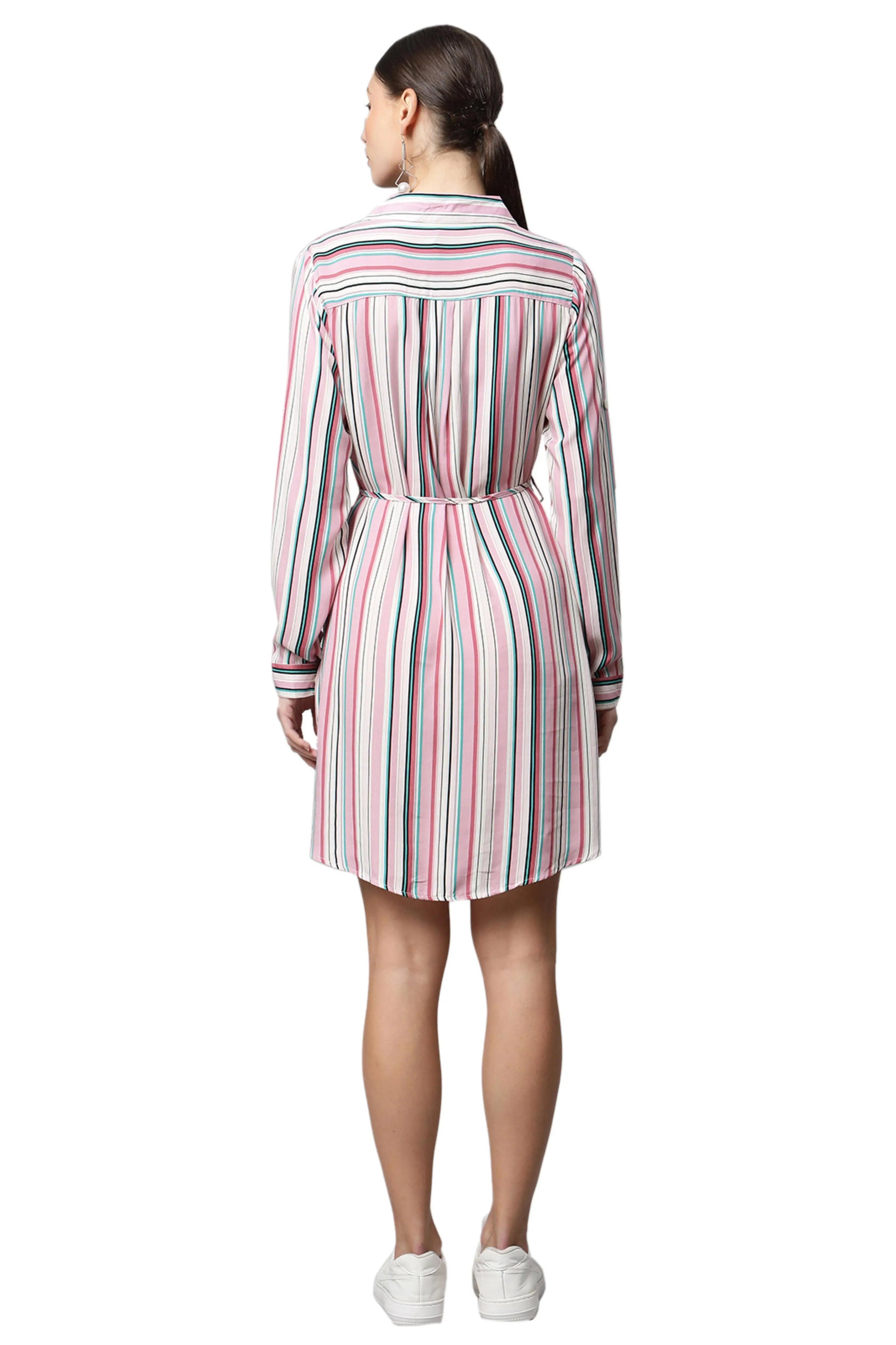 Multicolor Striped Rayon Shirt Dress – Global Republic