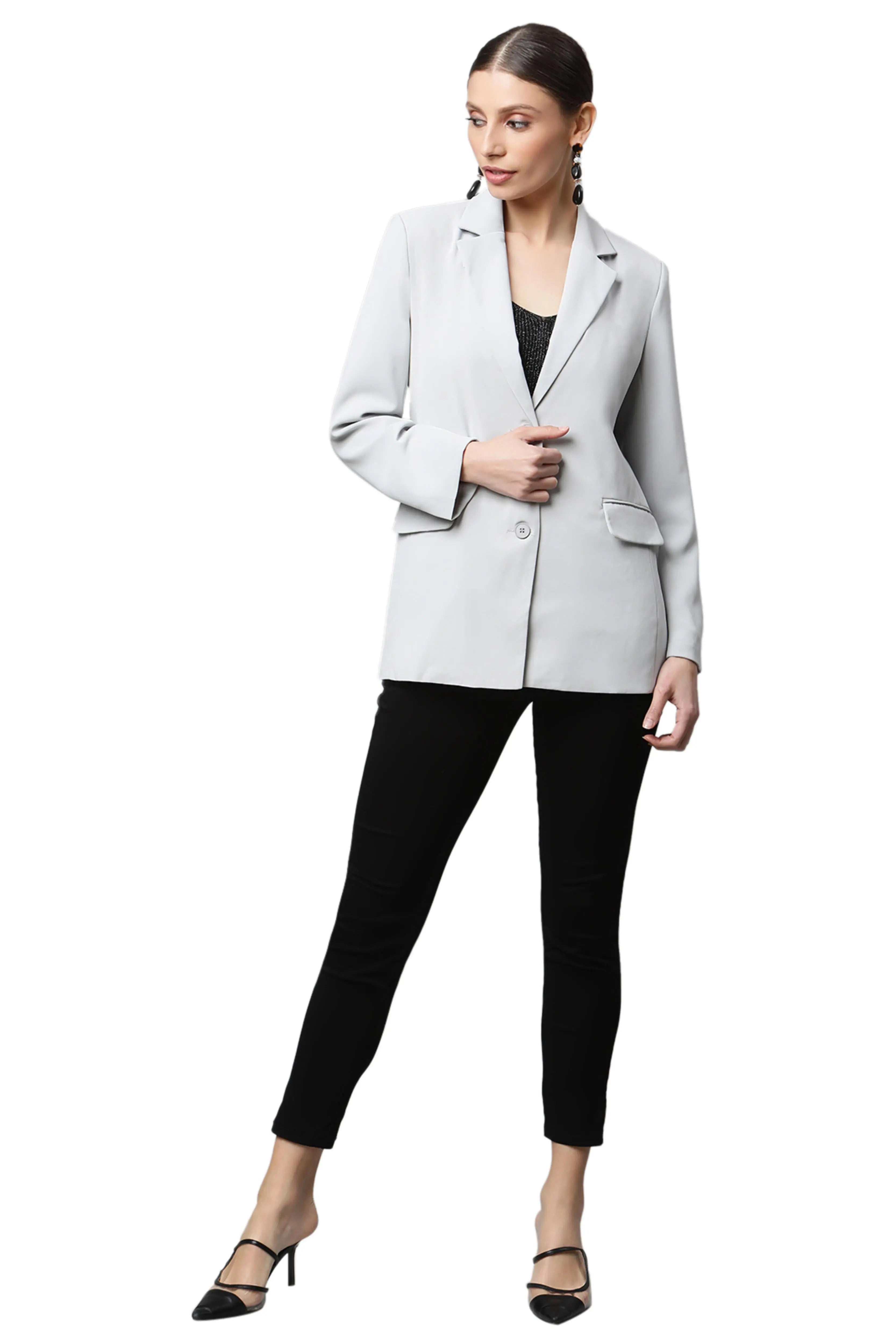 Grey Cotton Formal Coat