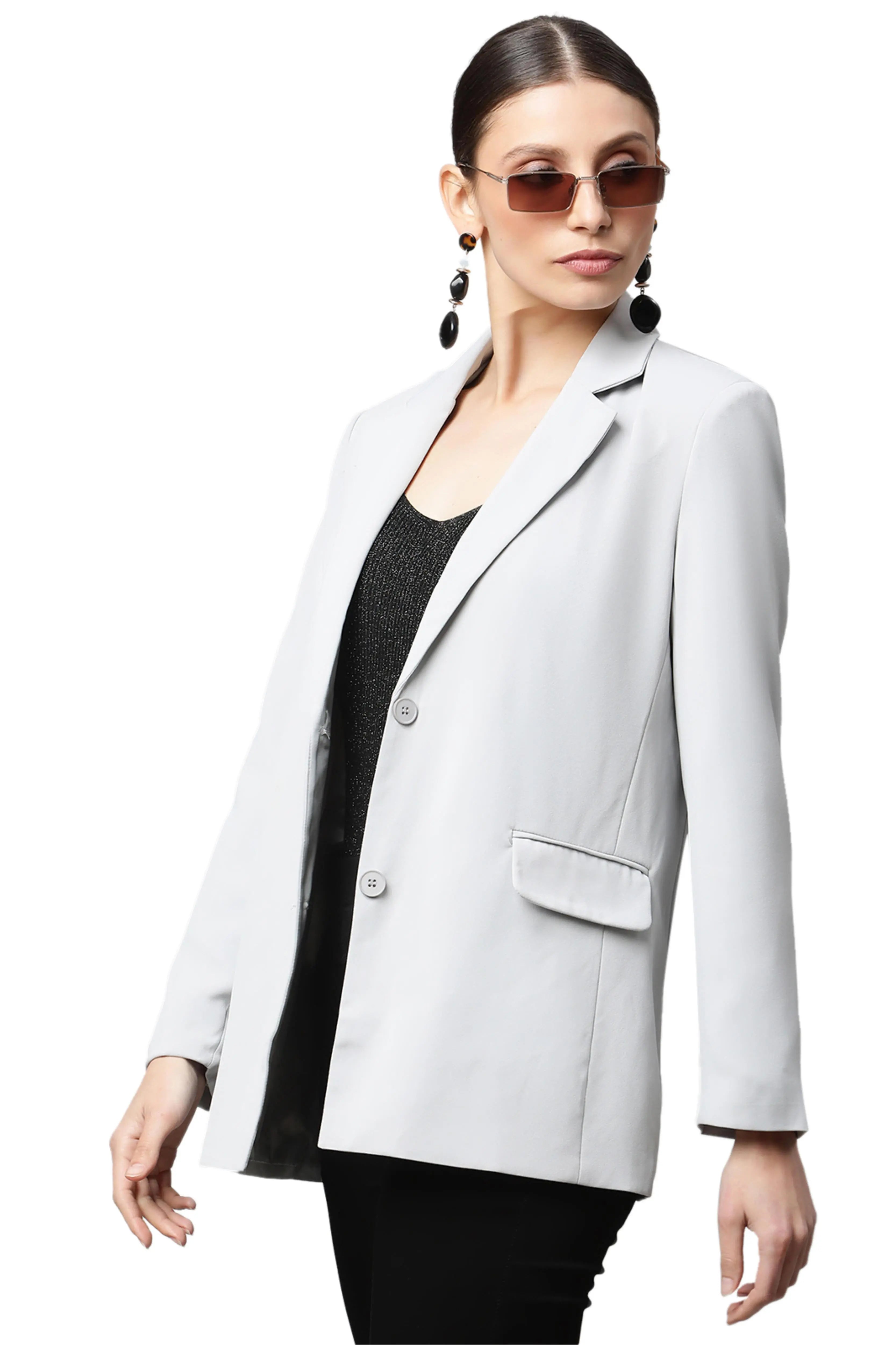 Grey Cotton Formal Coat