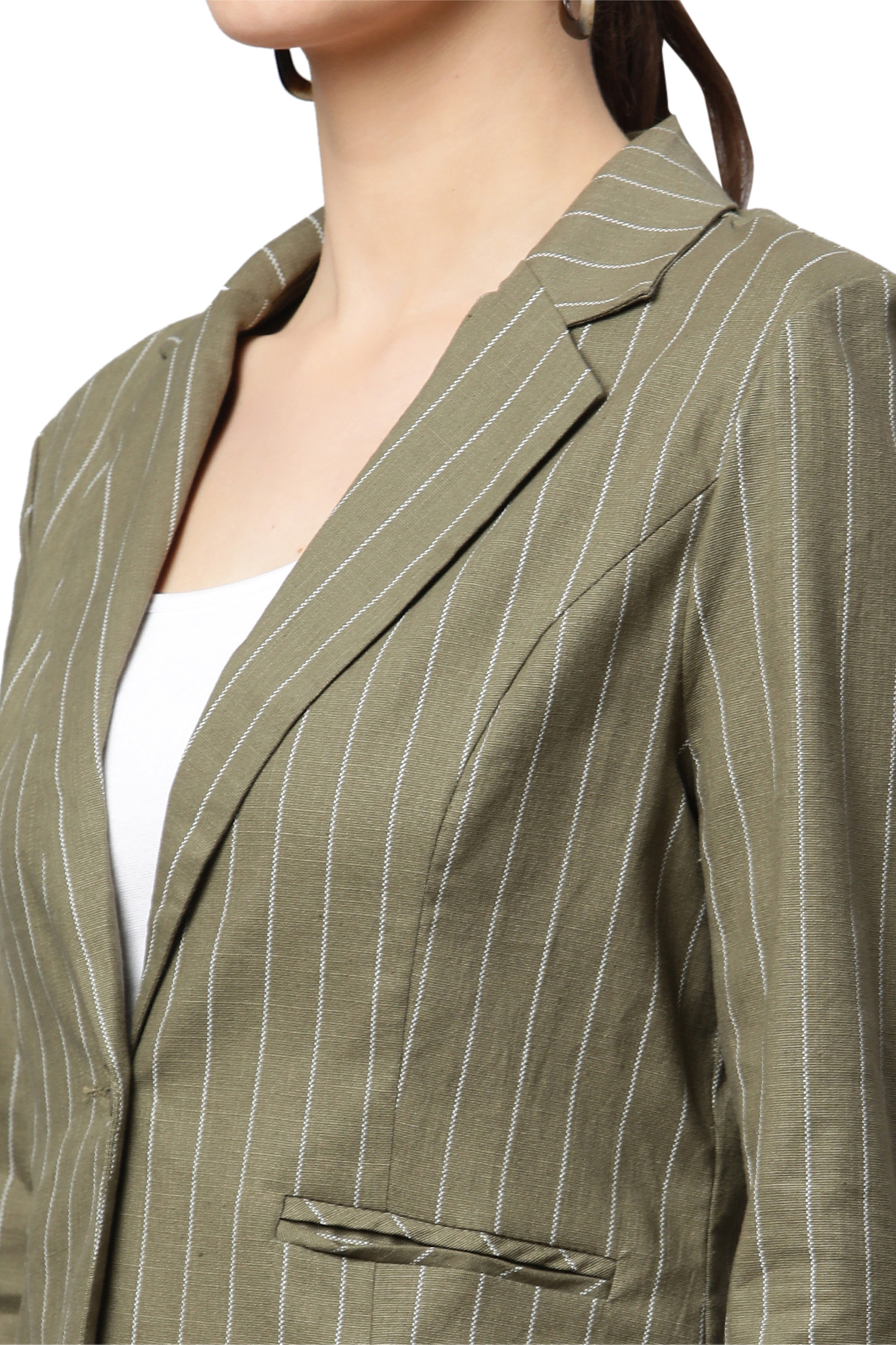 Olive Green cotton Formal Blazer