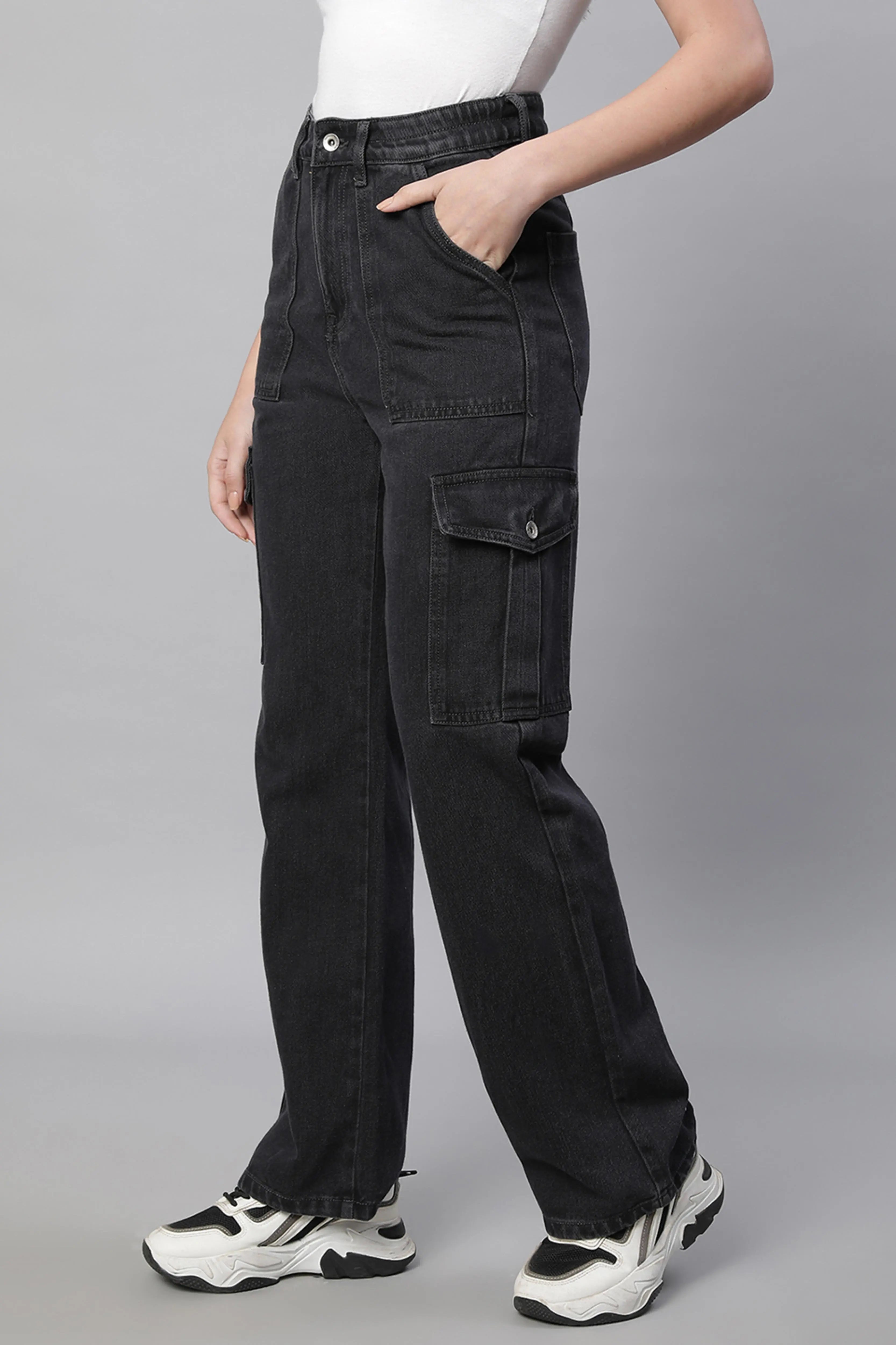 Women Iron Grey Regular-Fit Stretchable Jeans - Global Republic
