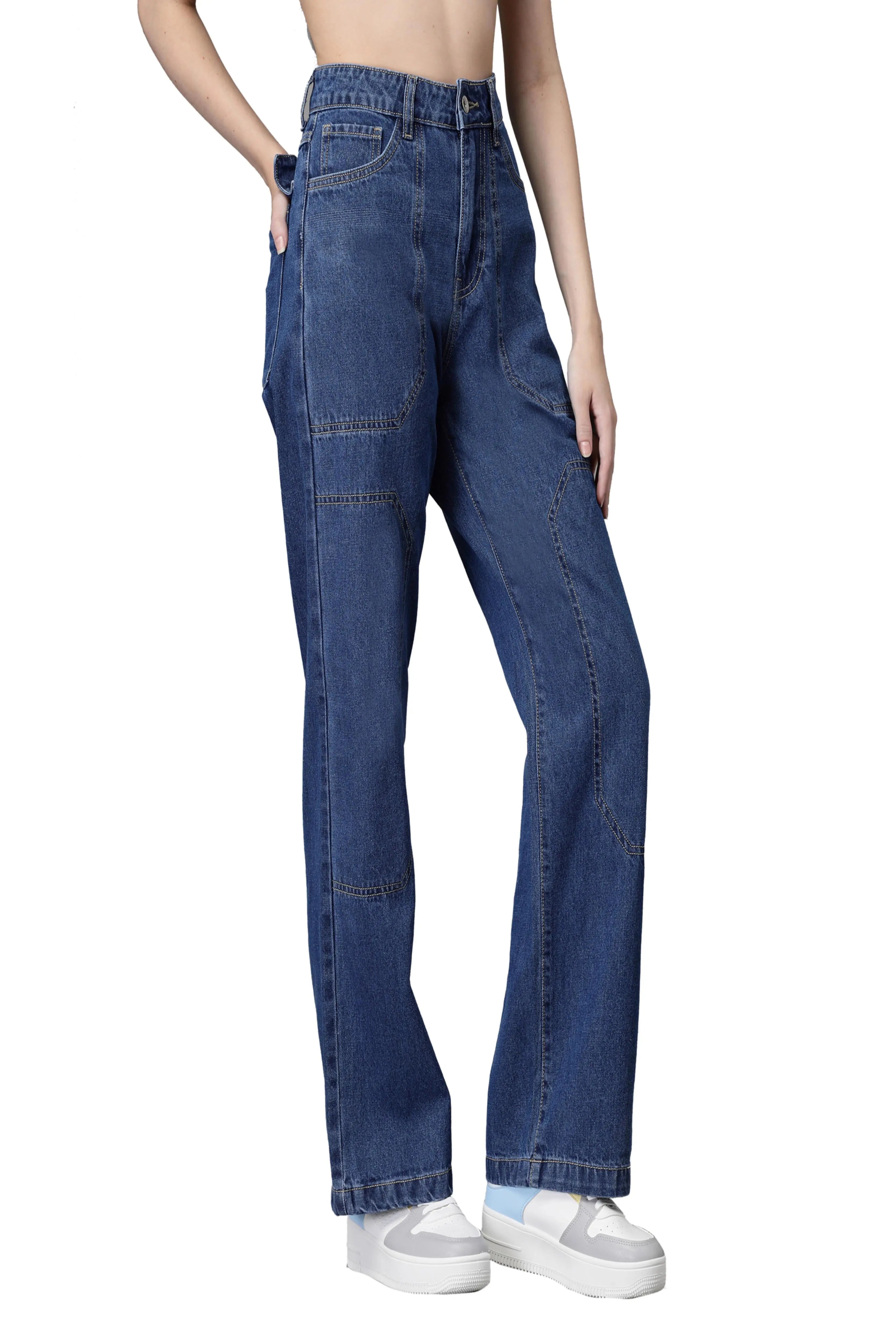 Mom-Fit Straight Leg Blue Jeans - Global Republic