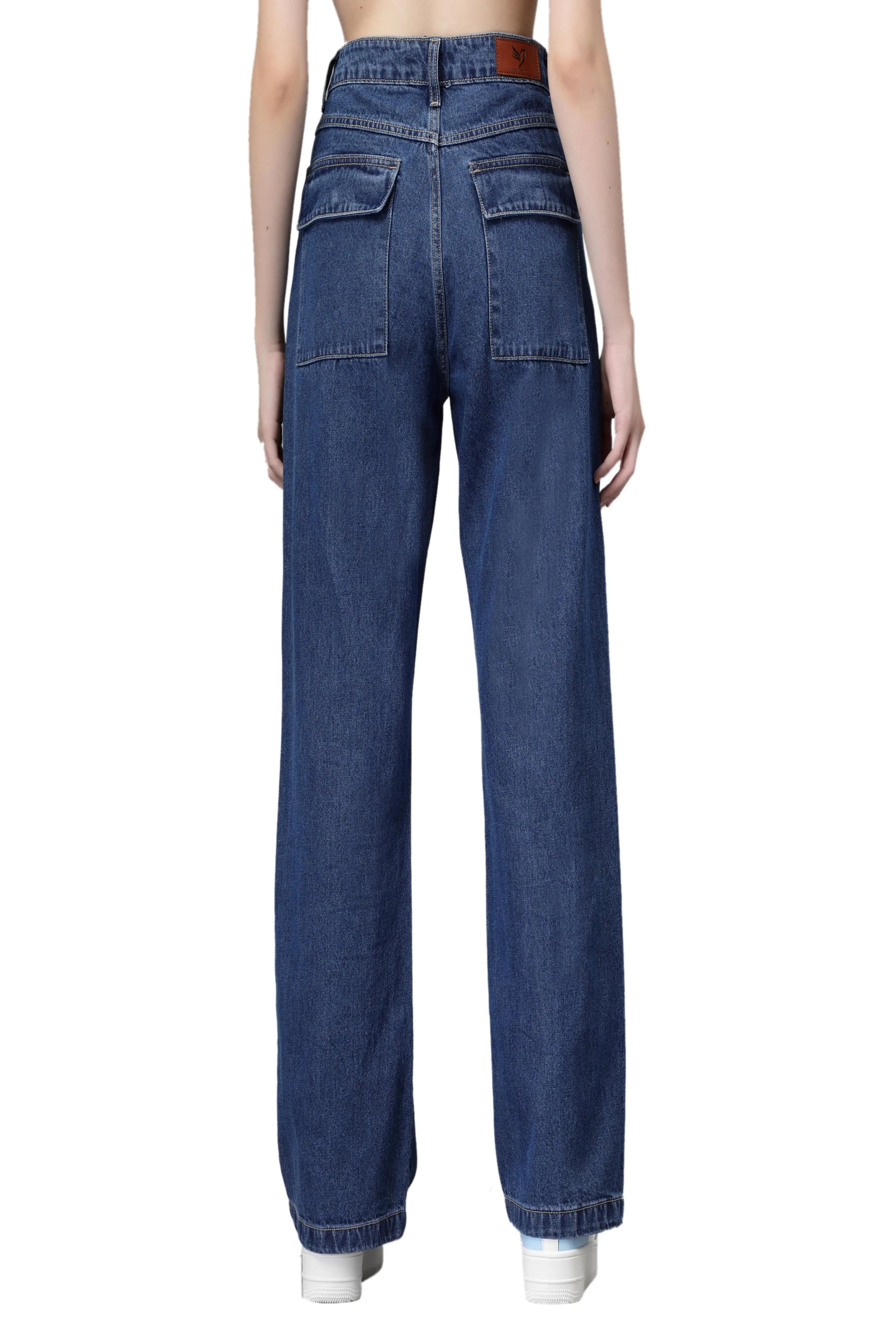 Mom-Fit Straight Leg Blue Jeans - Global Republic