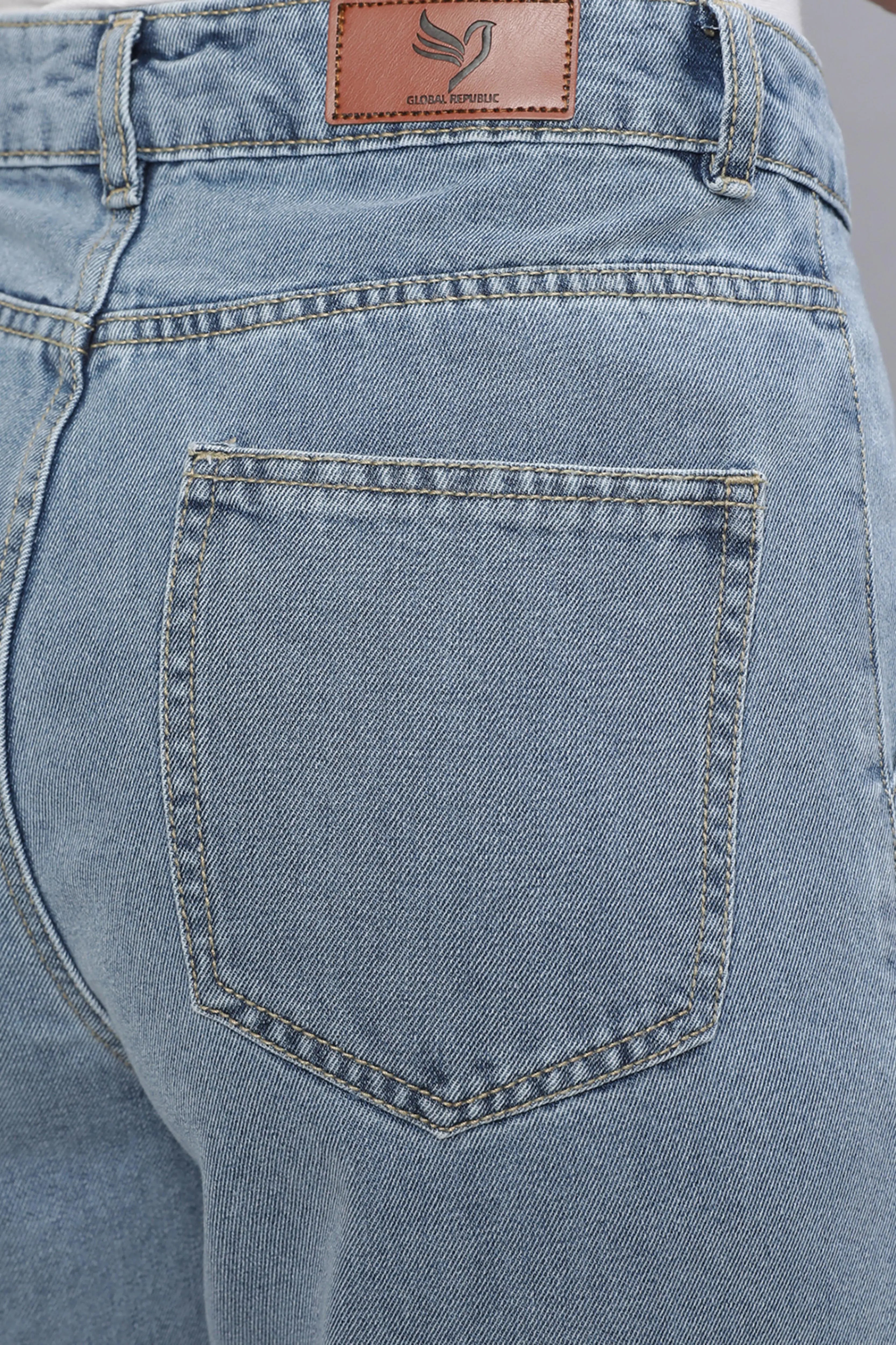 Blue Flared Leg Stretchable Jeans - Global Republic