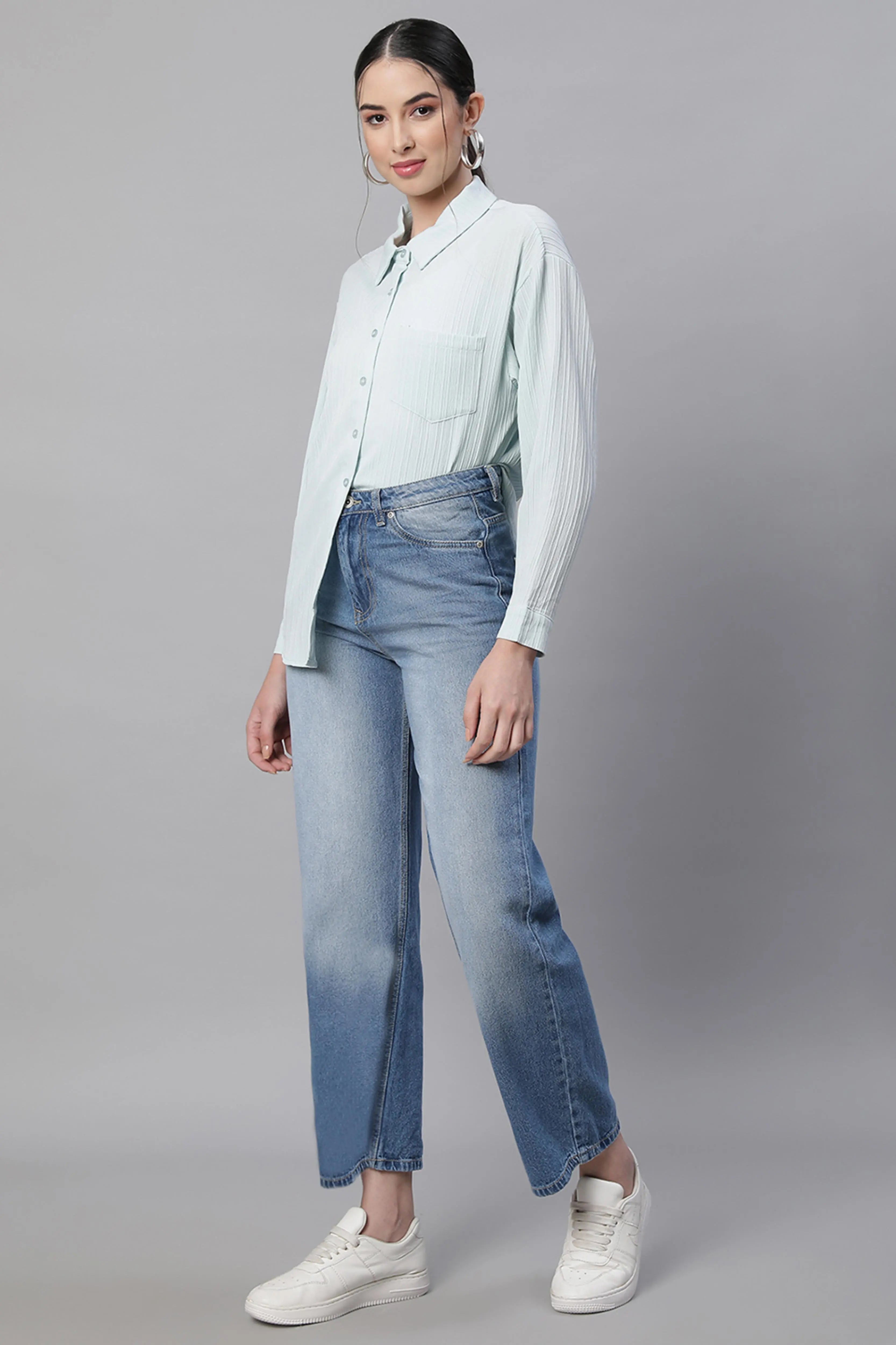 Blue Ankle Length Stretchable Jeans - Global Republic