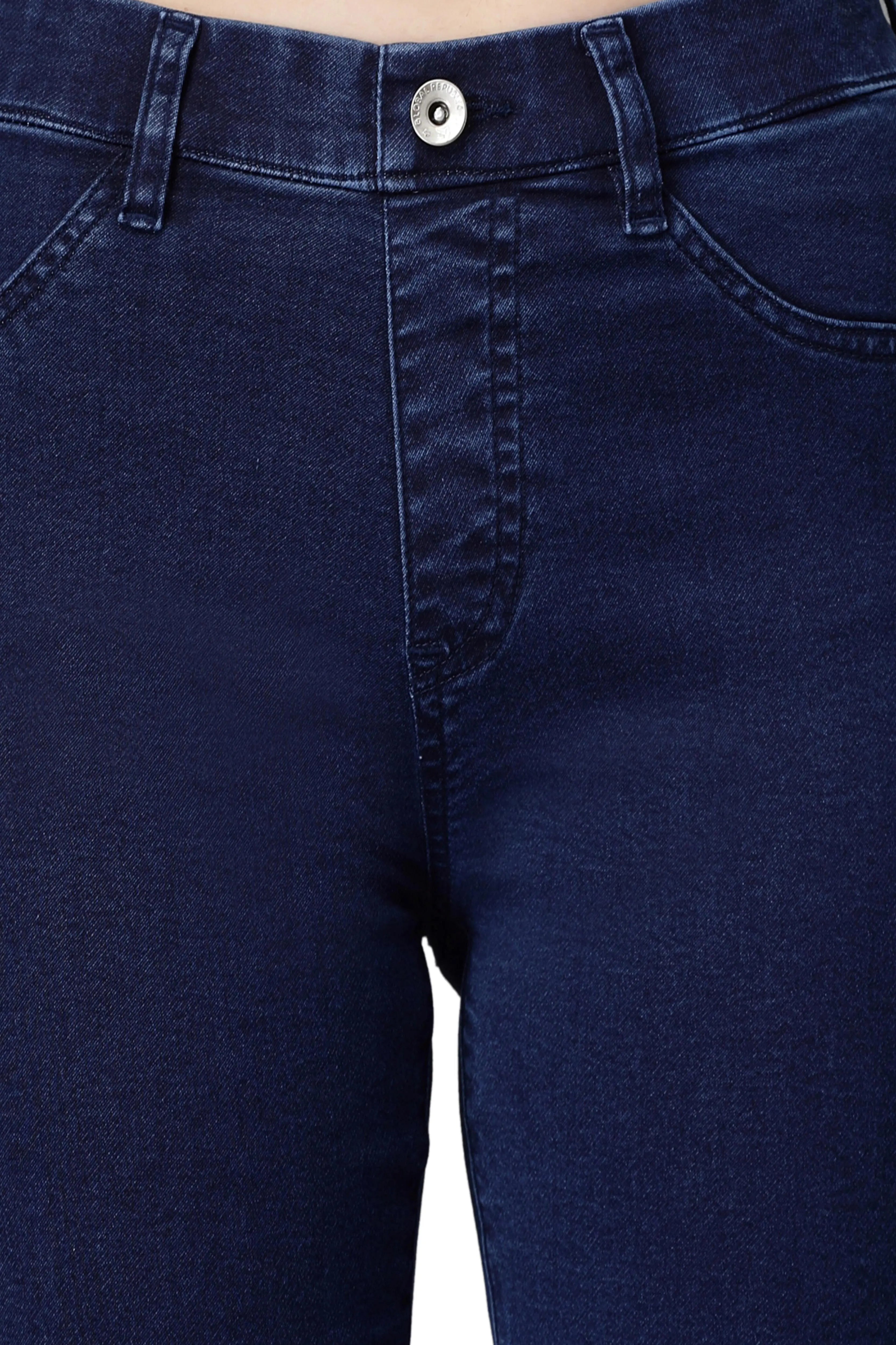 Blue Cotton Blend Stretchable Jegging - Global Republic