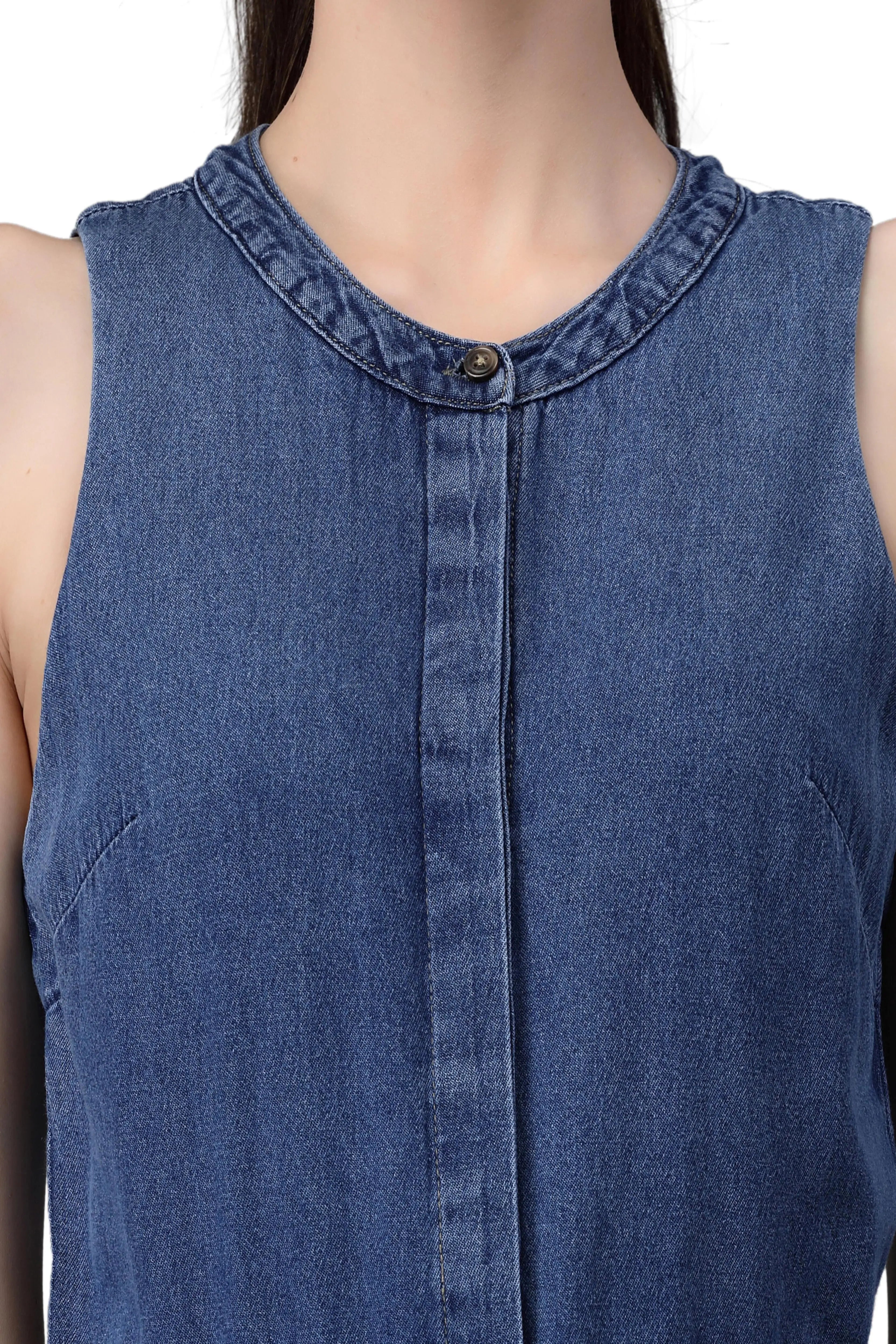 Women Blue Collar Neck Solid Jump Suit - Global Republic