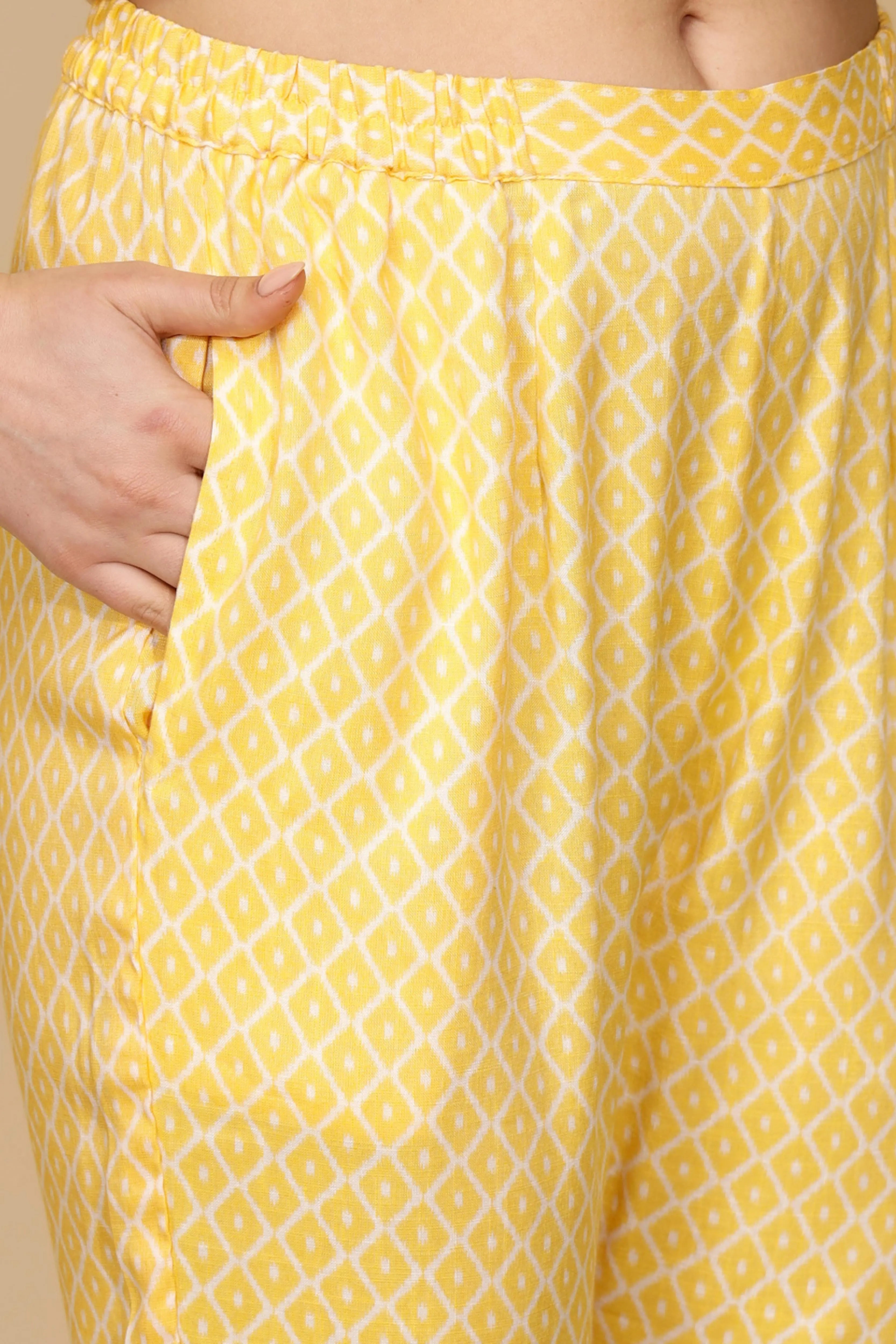 Yellow Cotton Regular Fit Kurta Set For - Global Republic