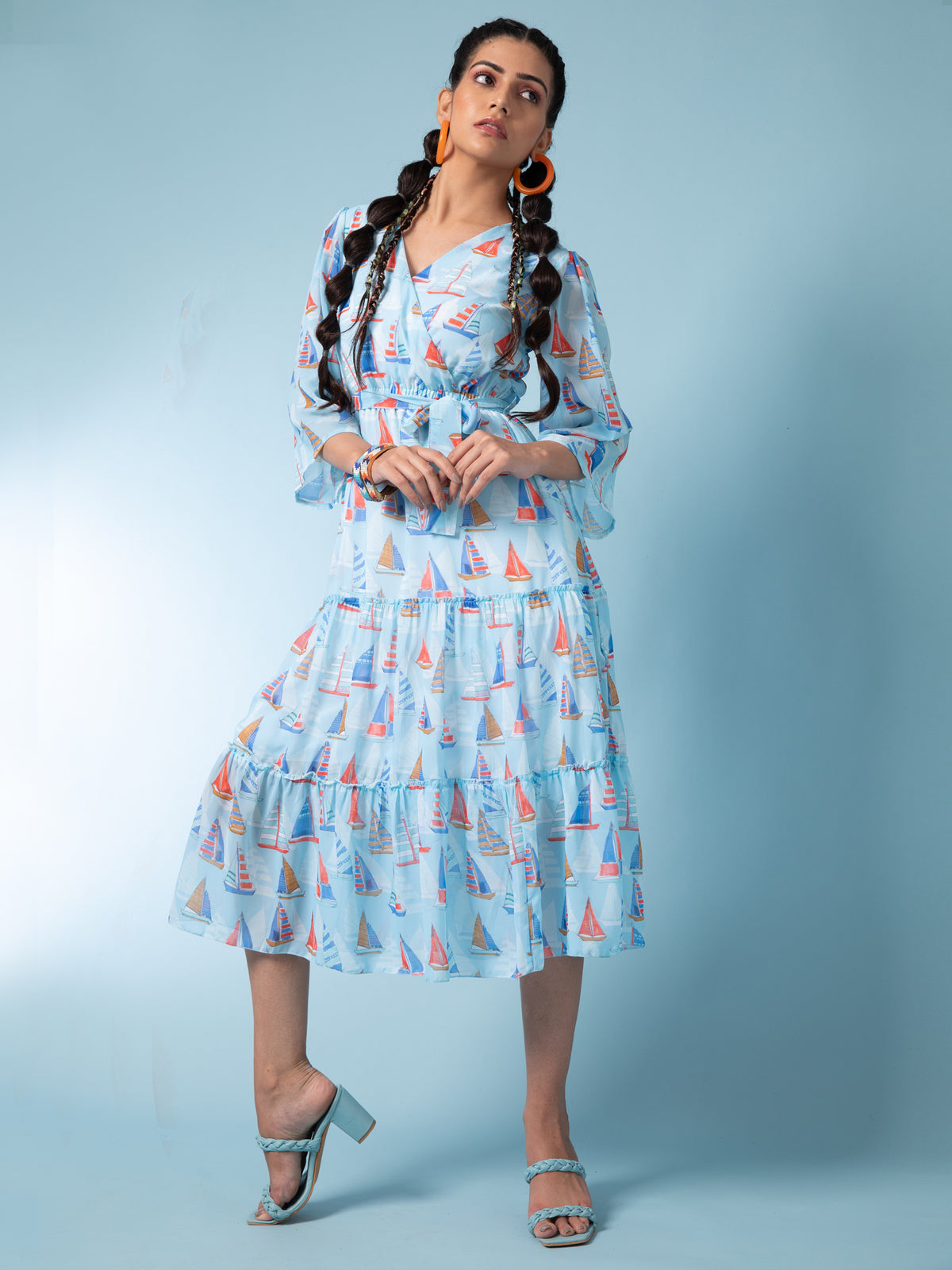 Sky blue Wool dress main image 1