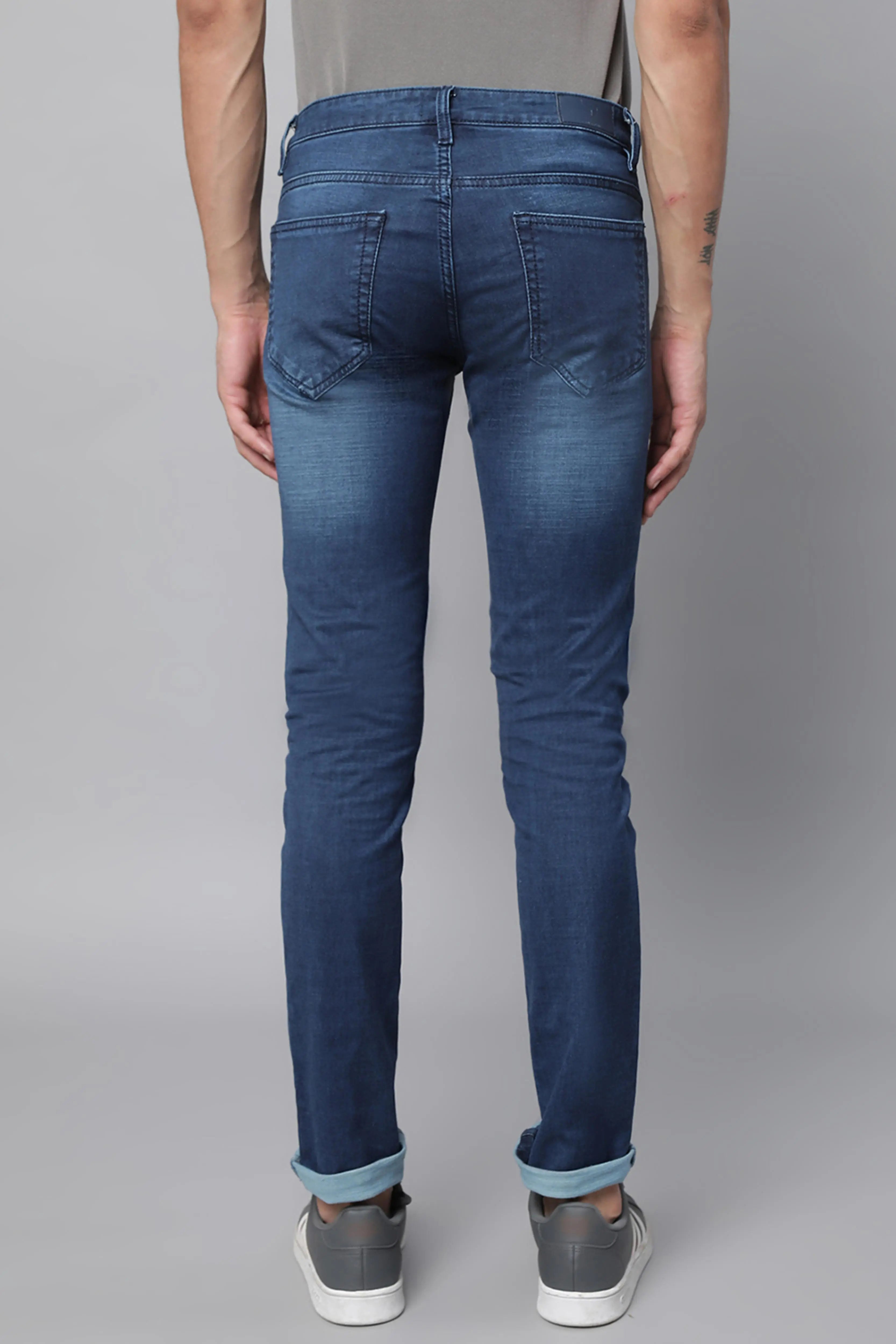 Blue Denim Solid Jeans - Global Republic