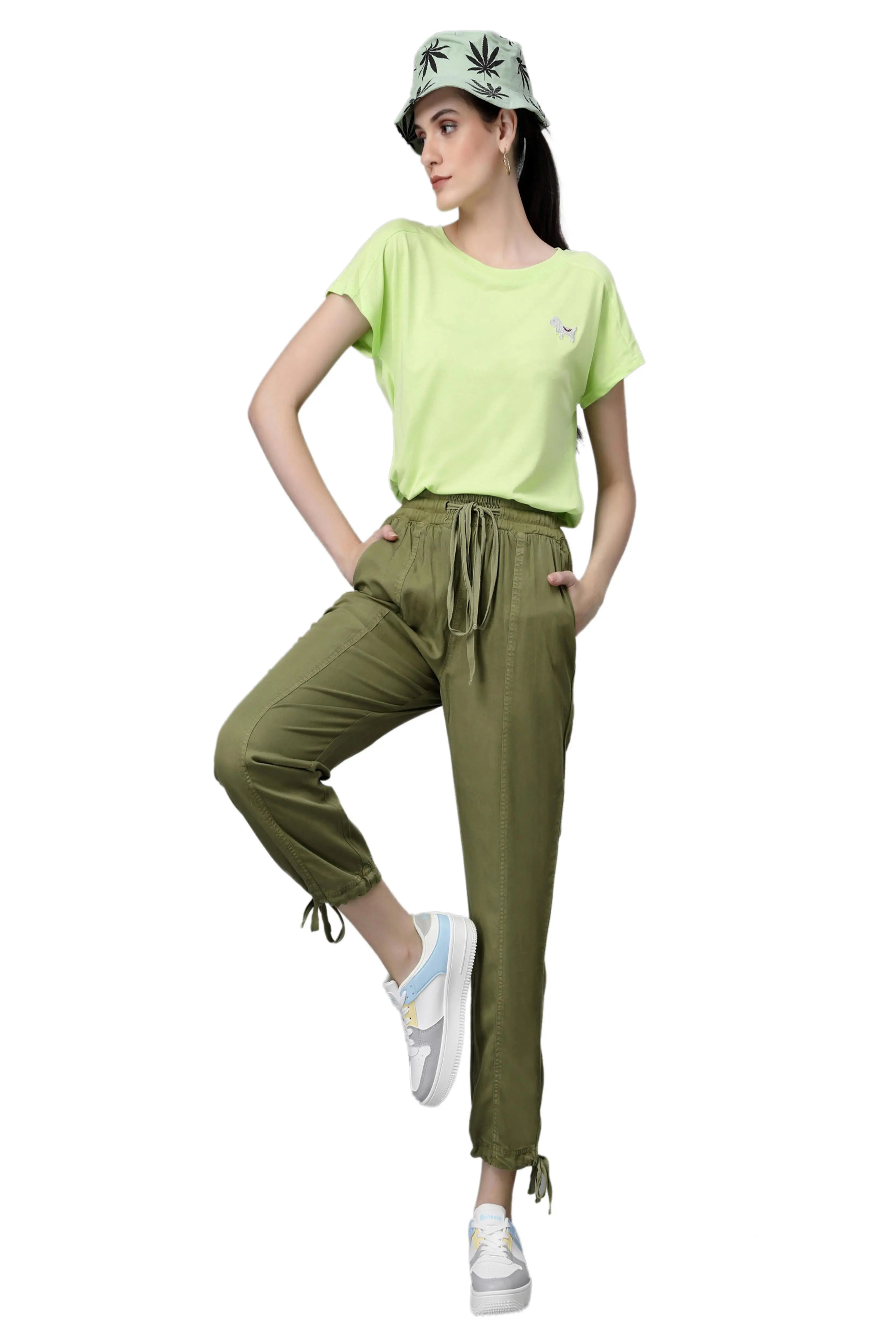 Olive Green Cotton Solid Lower - Global Republic