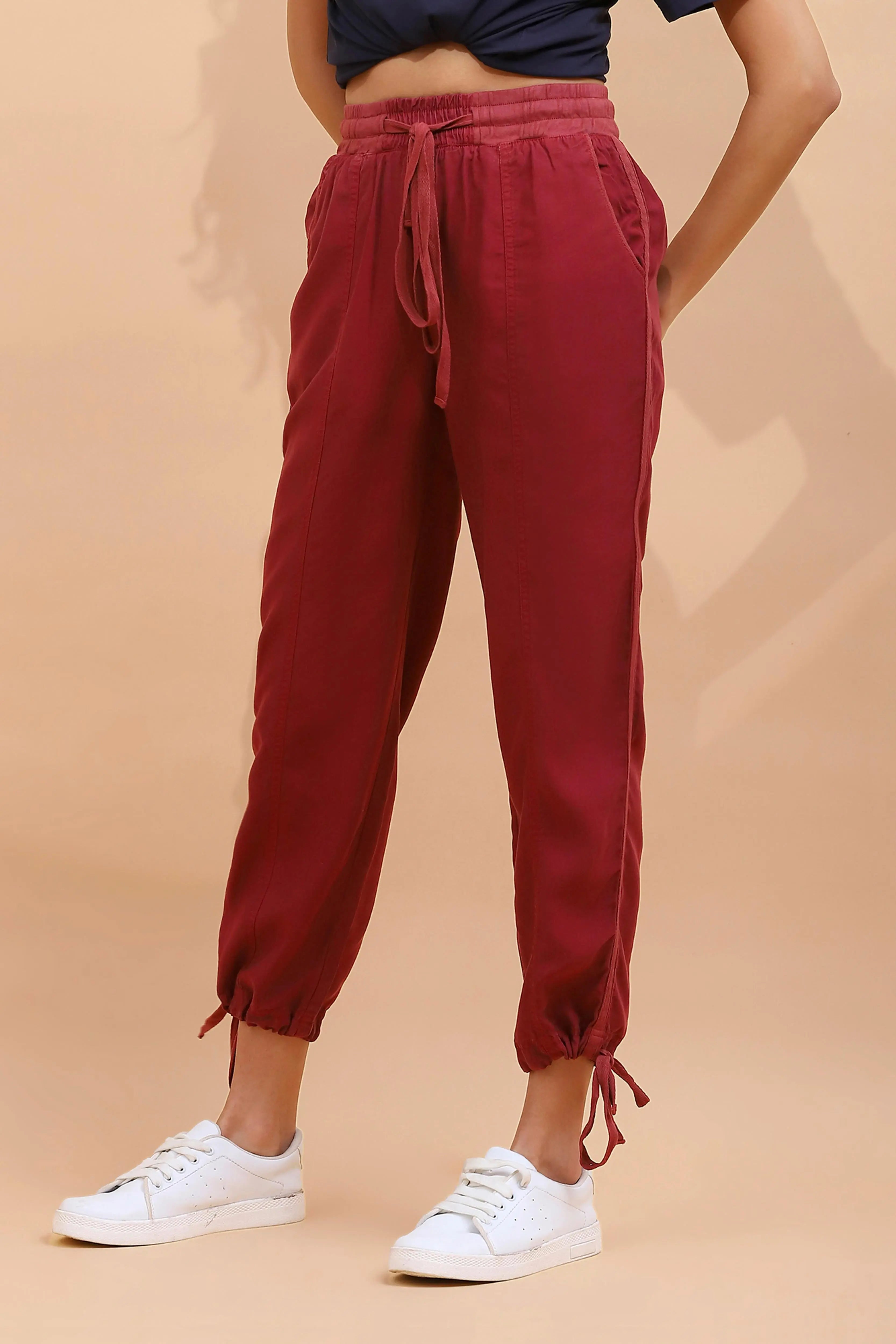 Wine Cotton Solid Lower - Global Republic