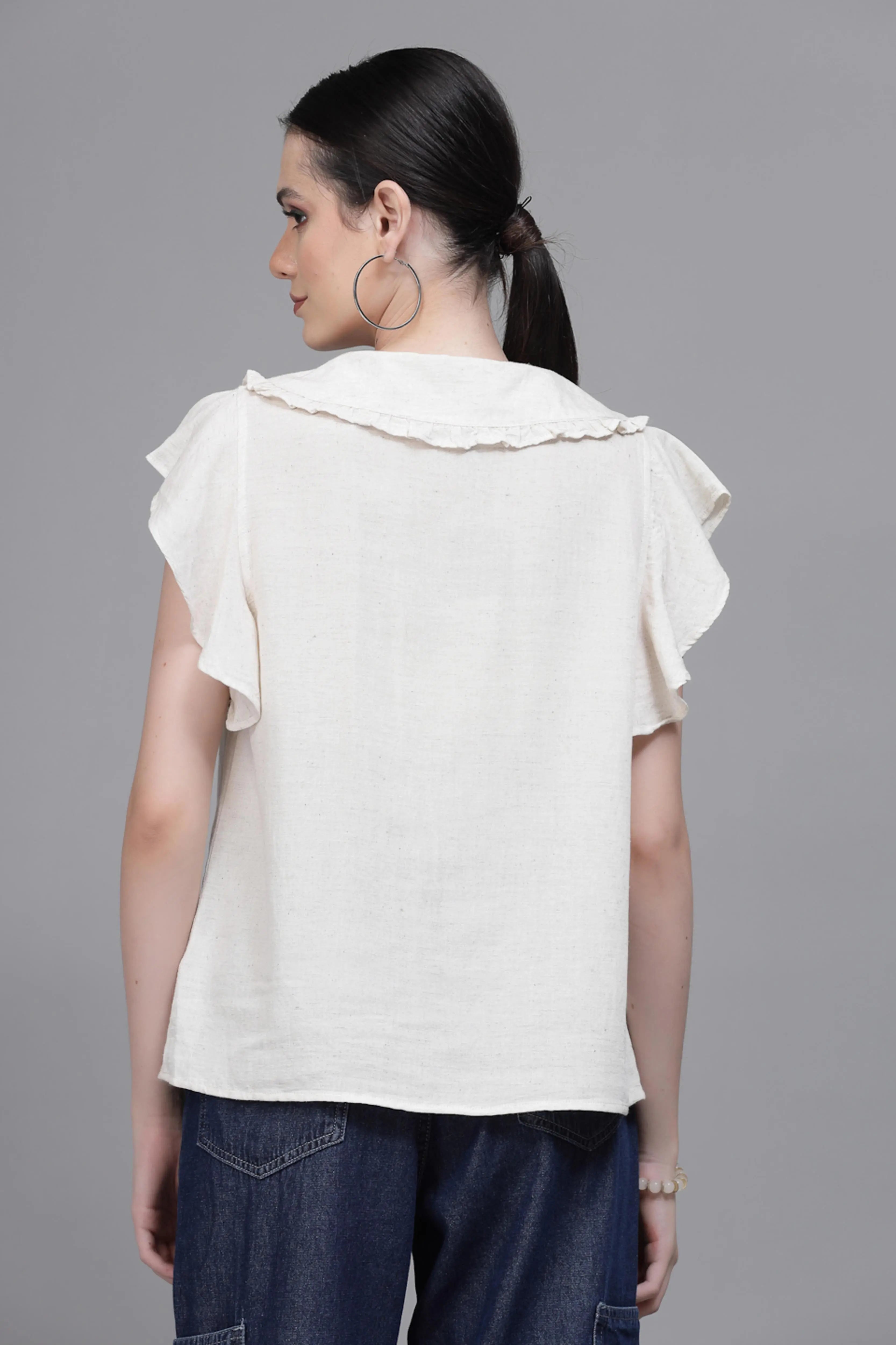 White Peter Pan Collar Top - Global Republic