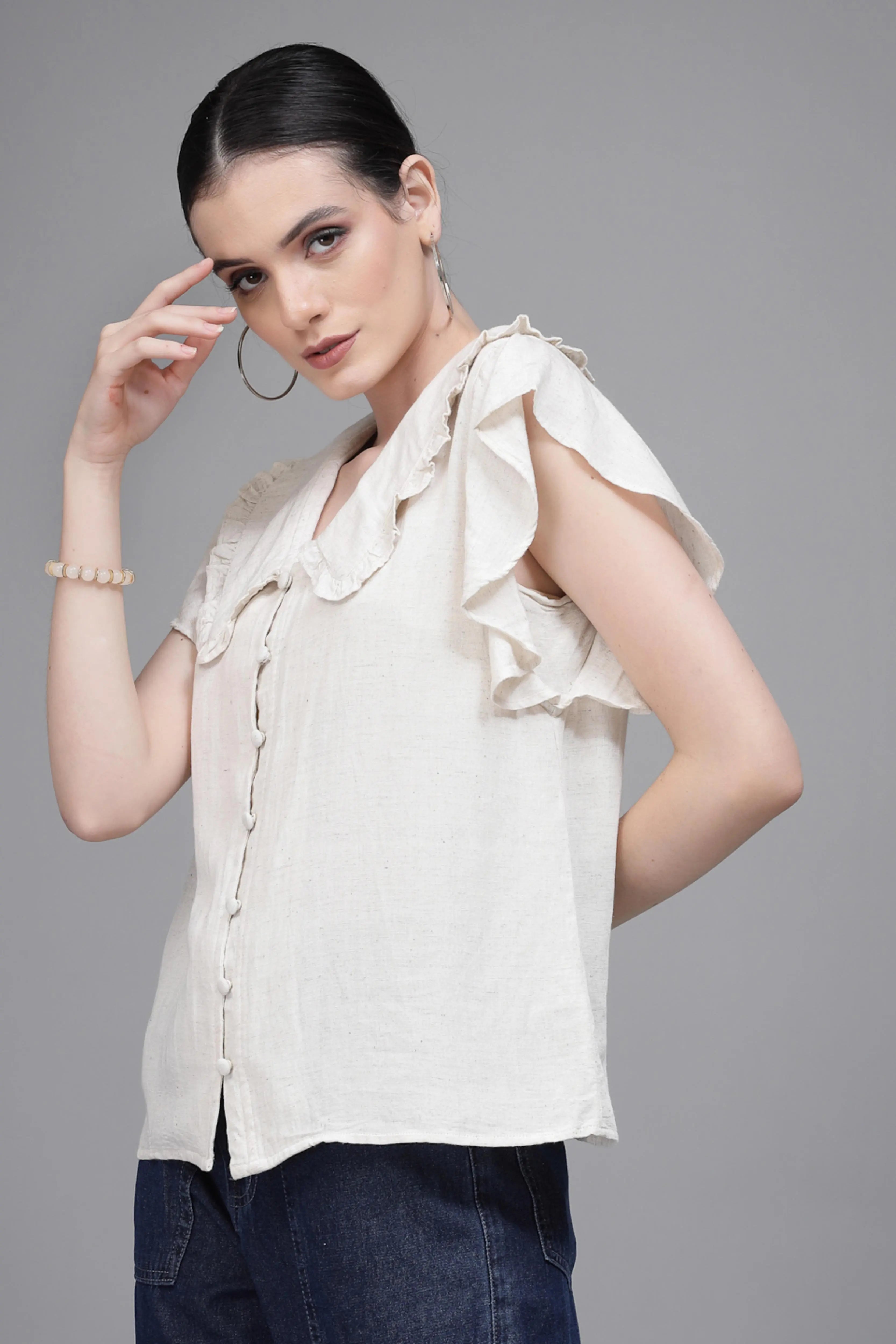 White Peter Pan Collar Top - Global Republic