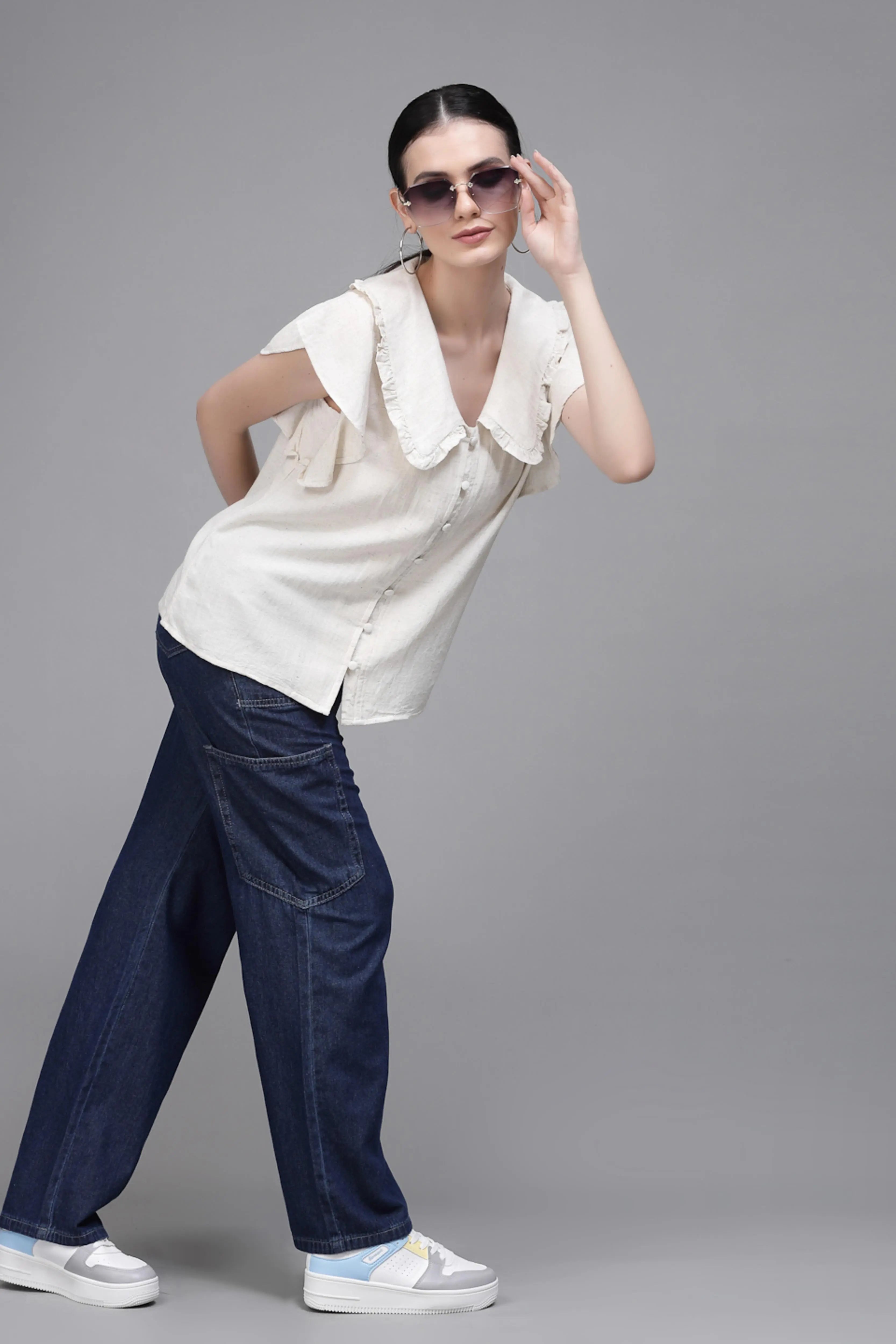 White Peter Pan Collar Top - Global Republic