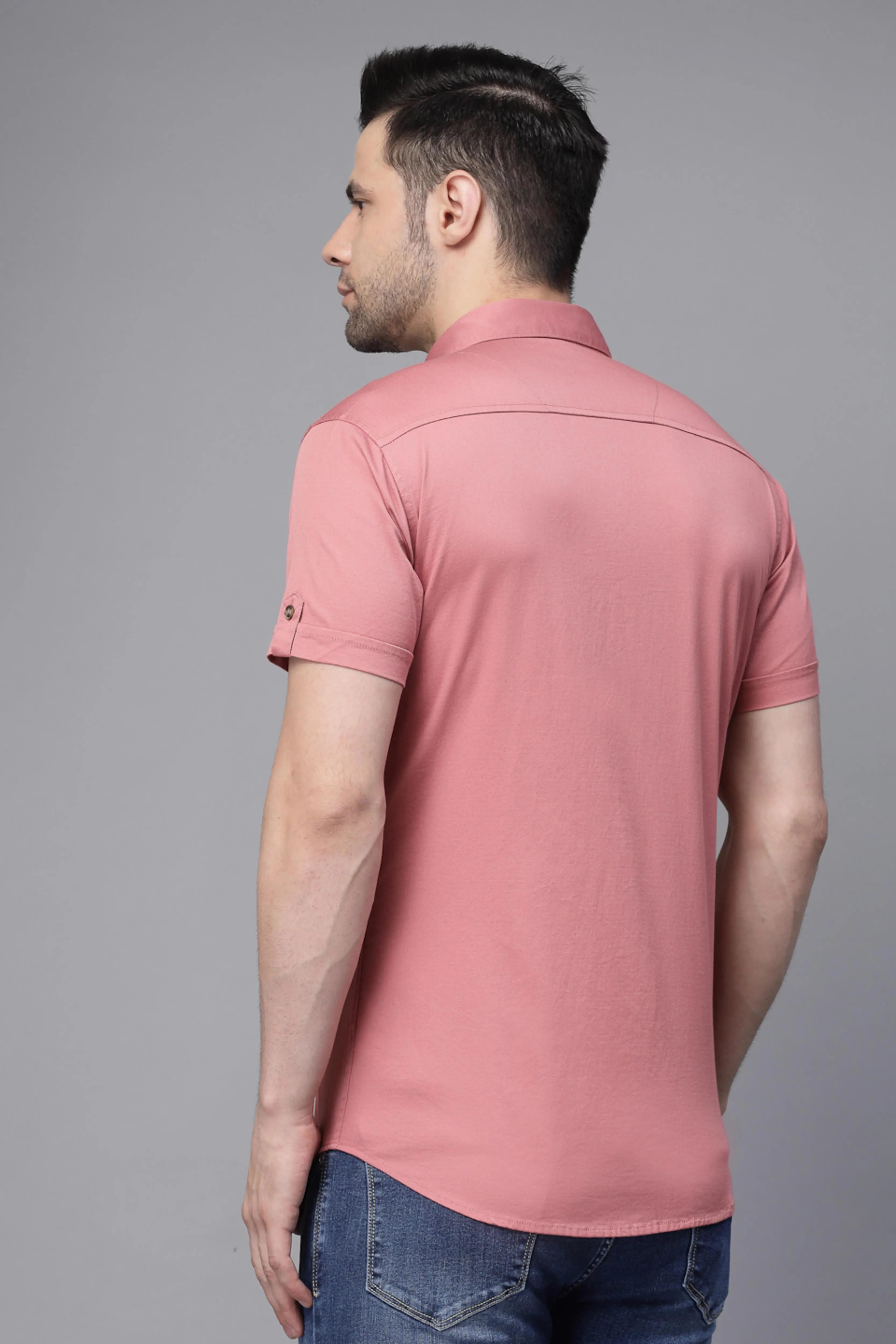 Mens Onion Collar Neck Solid Shirt - Global Republic