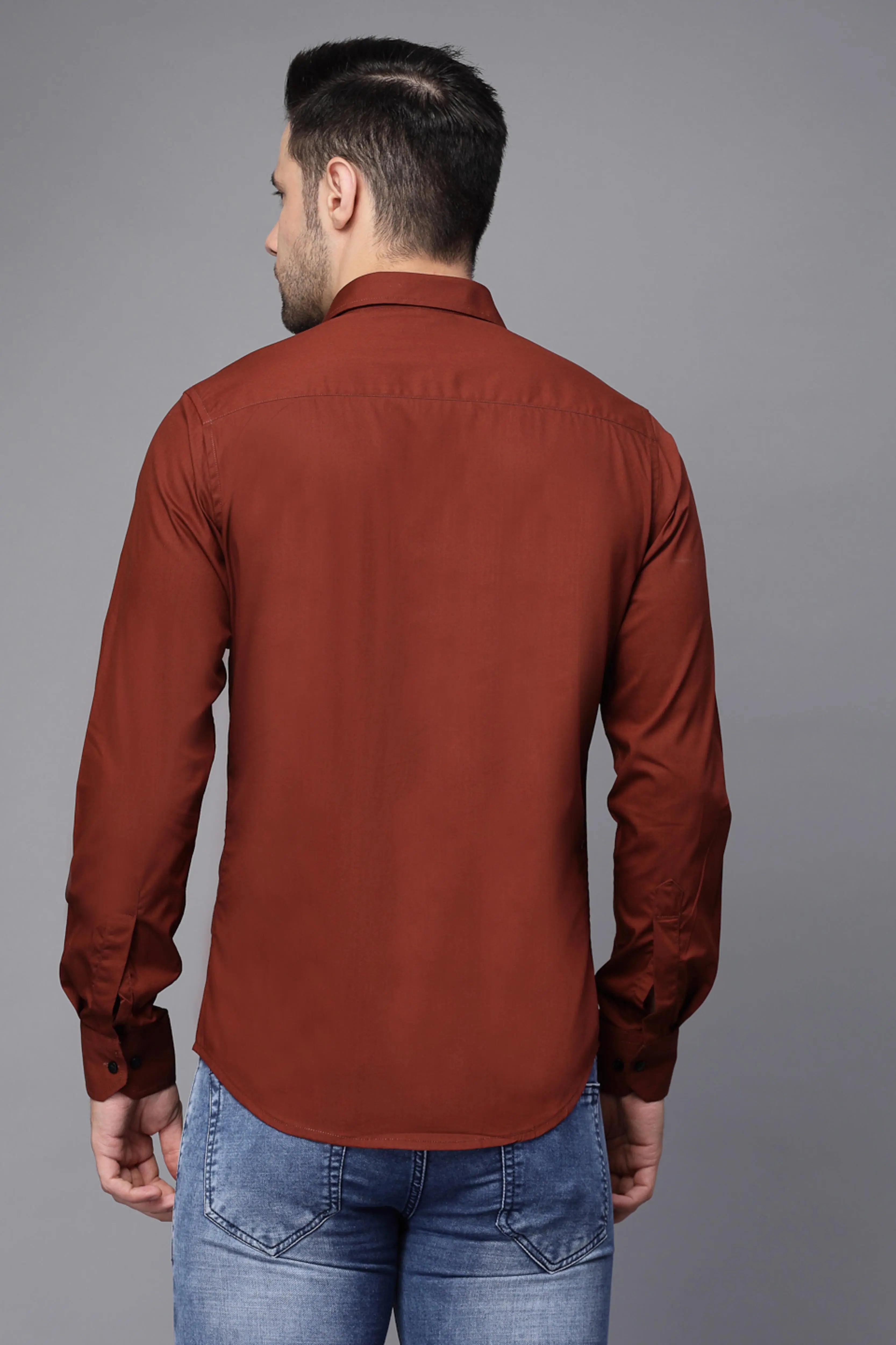 Mens Brick Collar Neck Solid Shirt - Global Republic