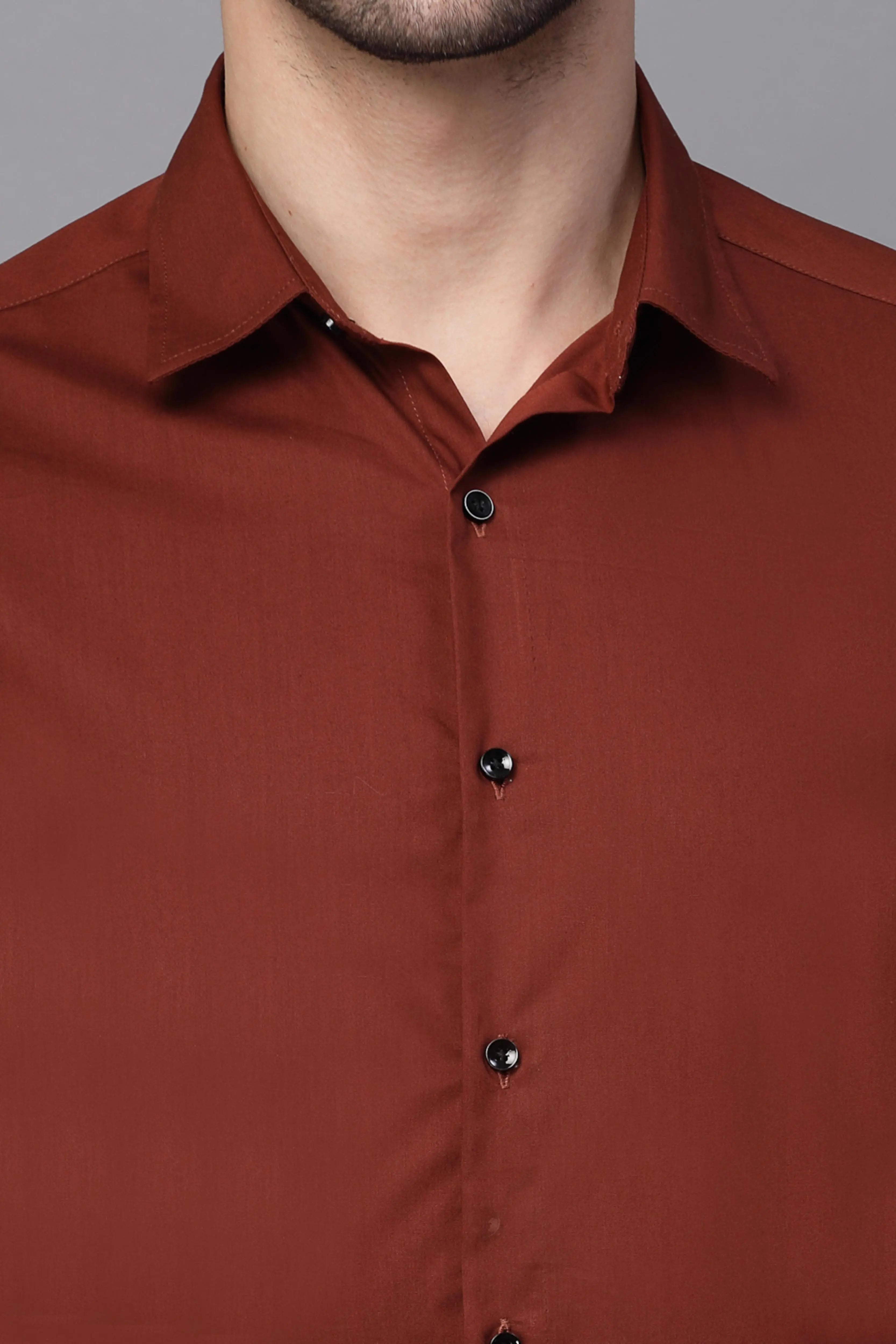 Mens Brick Collar Neck Solid Shirt - Global Republic