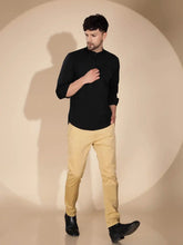 Mens Black Round Nack Solid Kurta