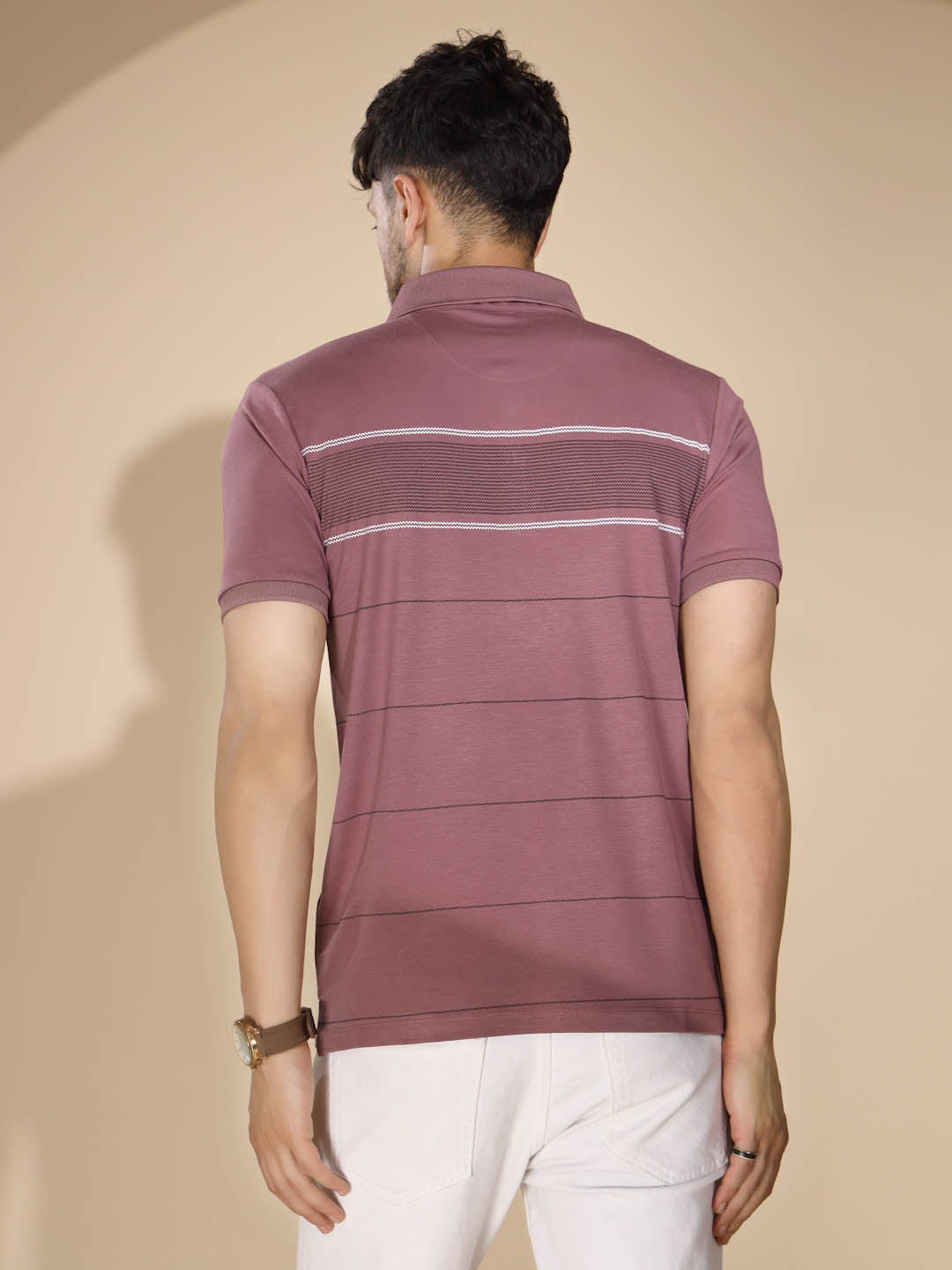 Mens Lavender Round Nack Printed T-Shirt