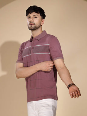 Mens Lavender Round Nack Printed T-Shirt