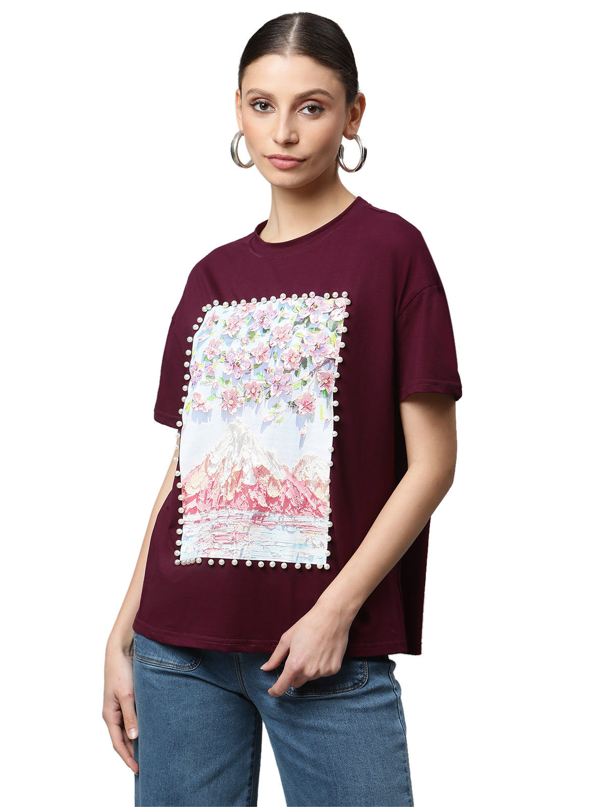 Black Floral Embellished T-Shirt - Global Republic