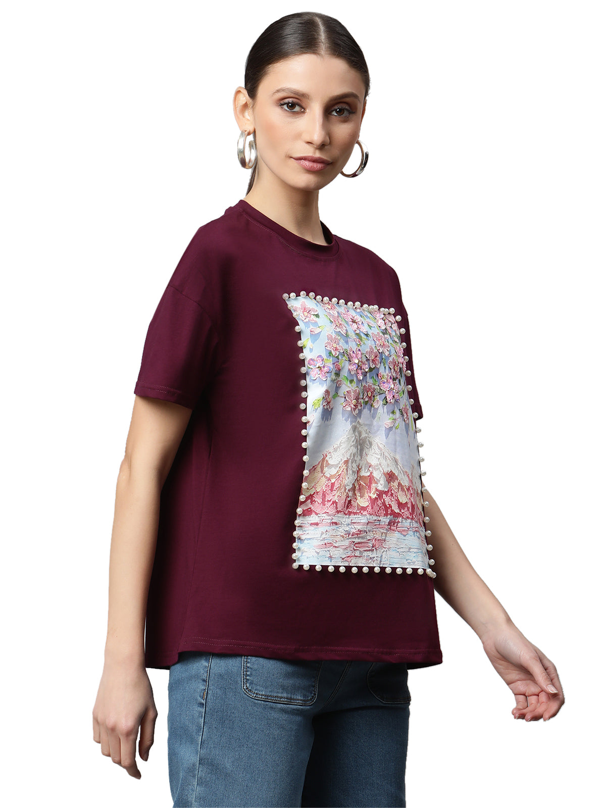 Black Floral Embellished T-Shirt - Global Republic