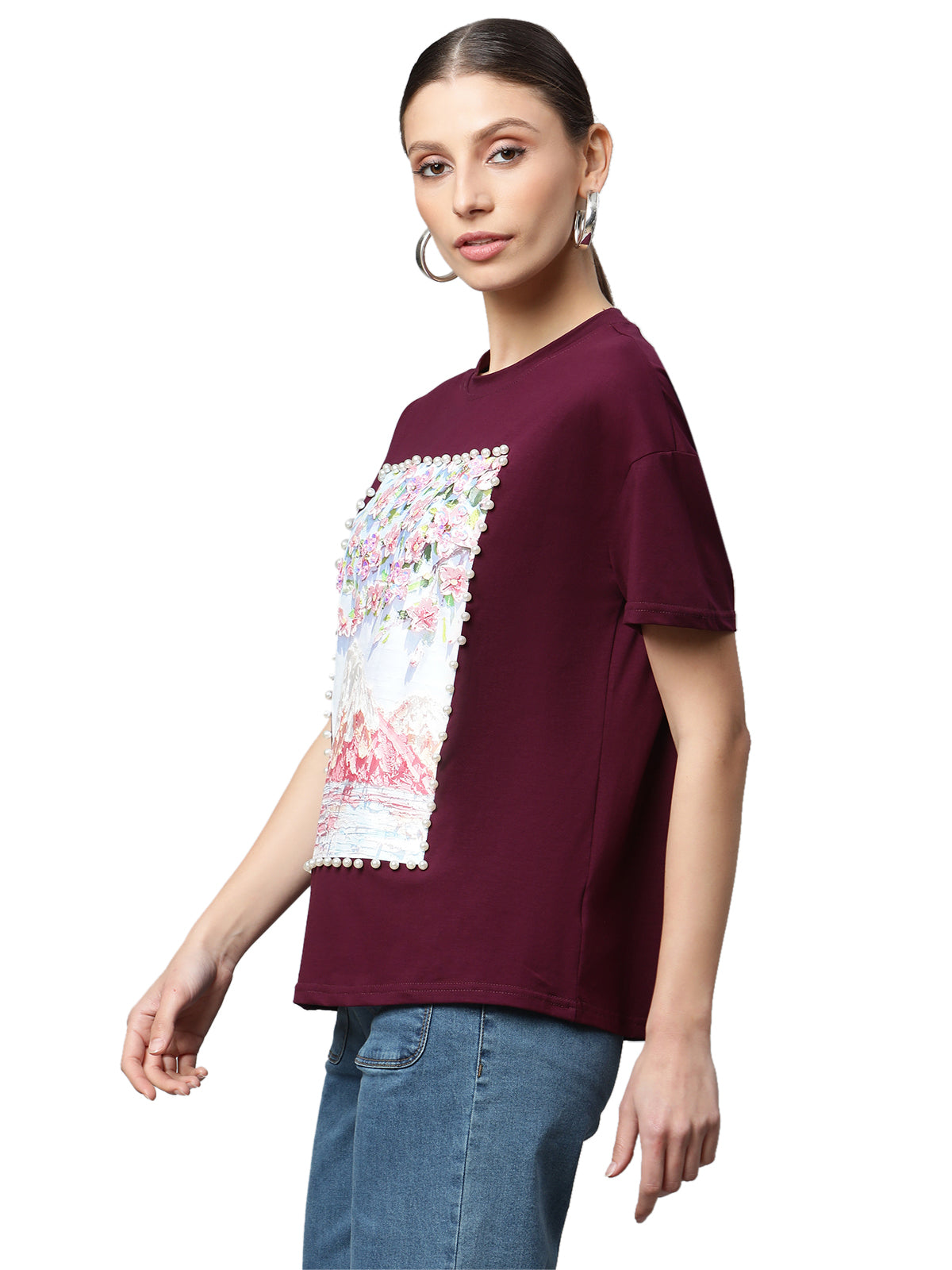 Black Floral Embellished T-Shirt - Global Republic