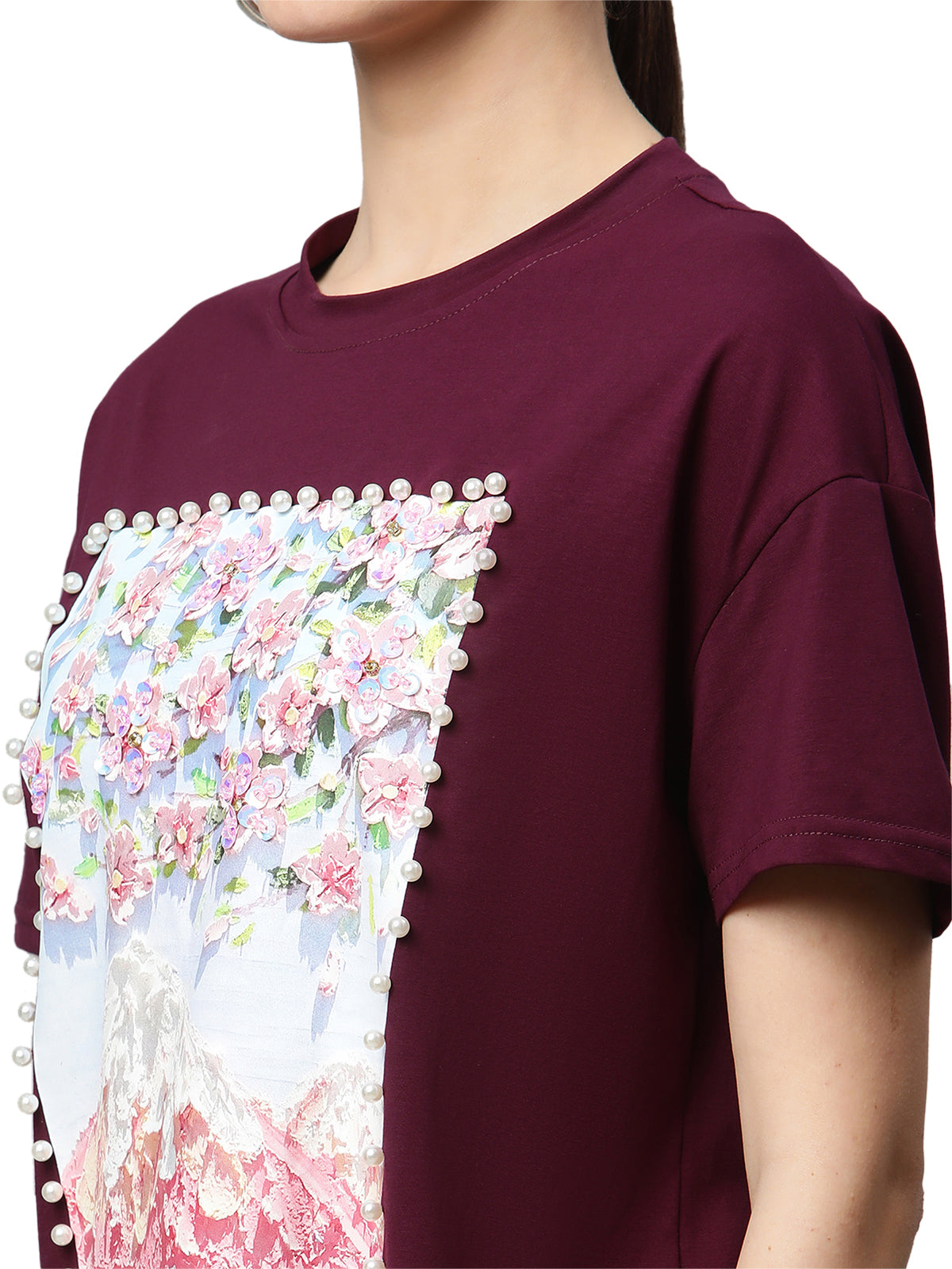 Black Floral Embellished T-Shirt - Global Republic