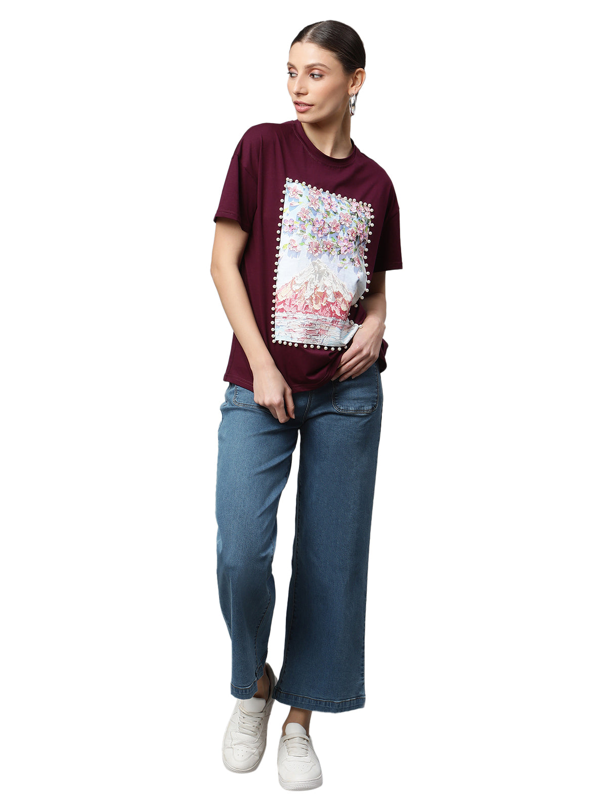 Black Floral Embellished T-Shirt - Global Republic