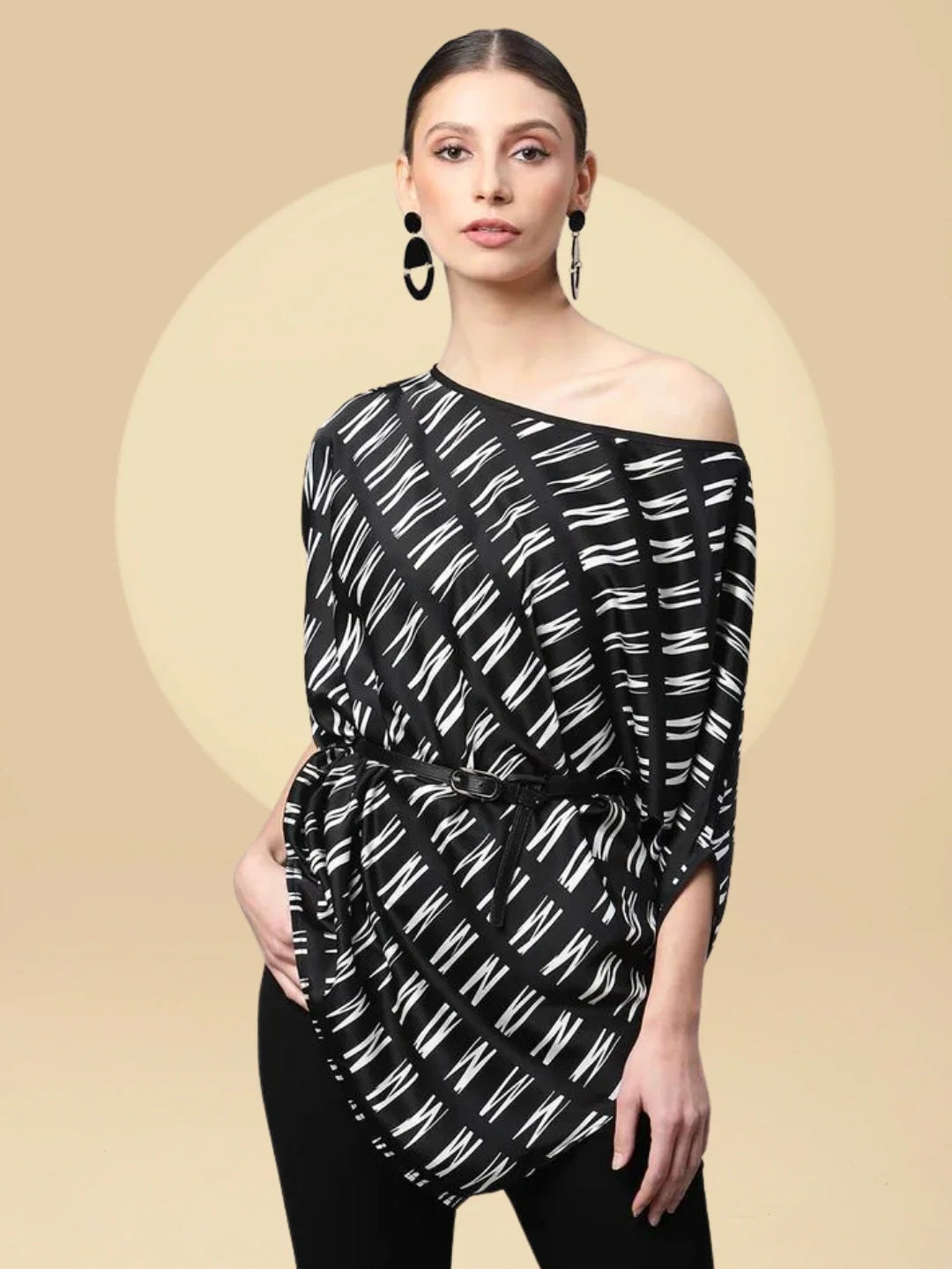 Satin Asymmetric Hem Off-Shoulder Top