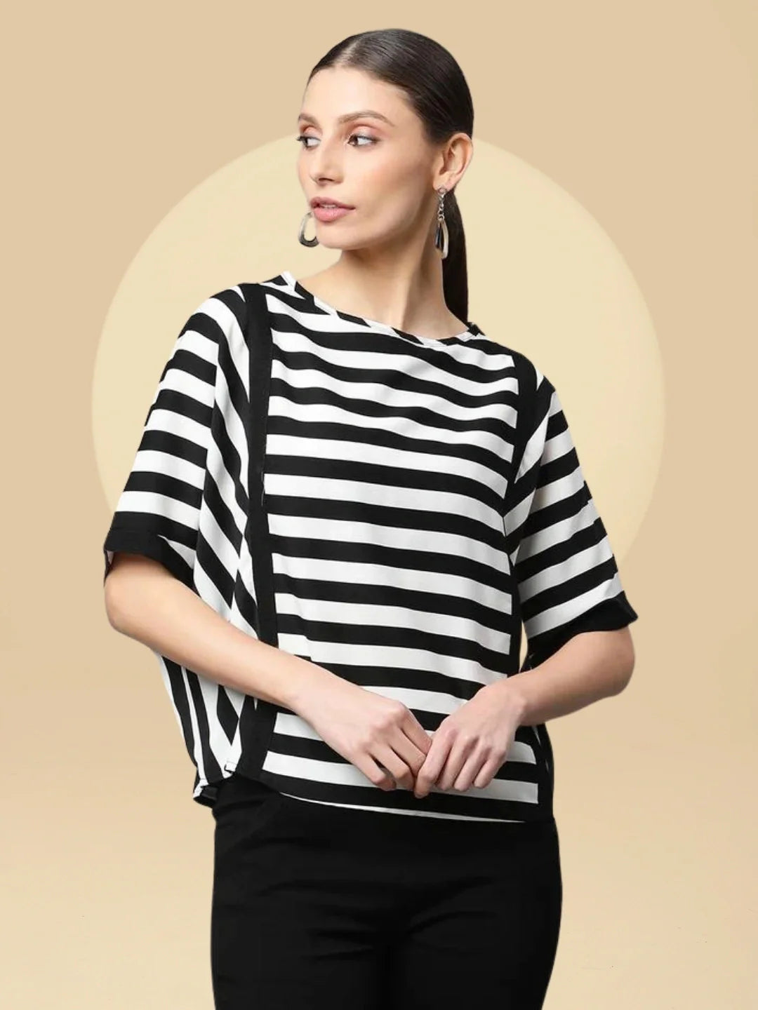 Black and White Striped Top - Global Republic