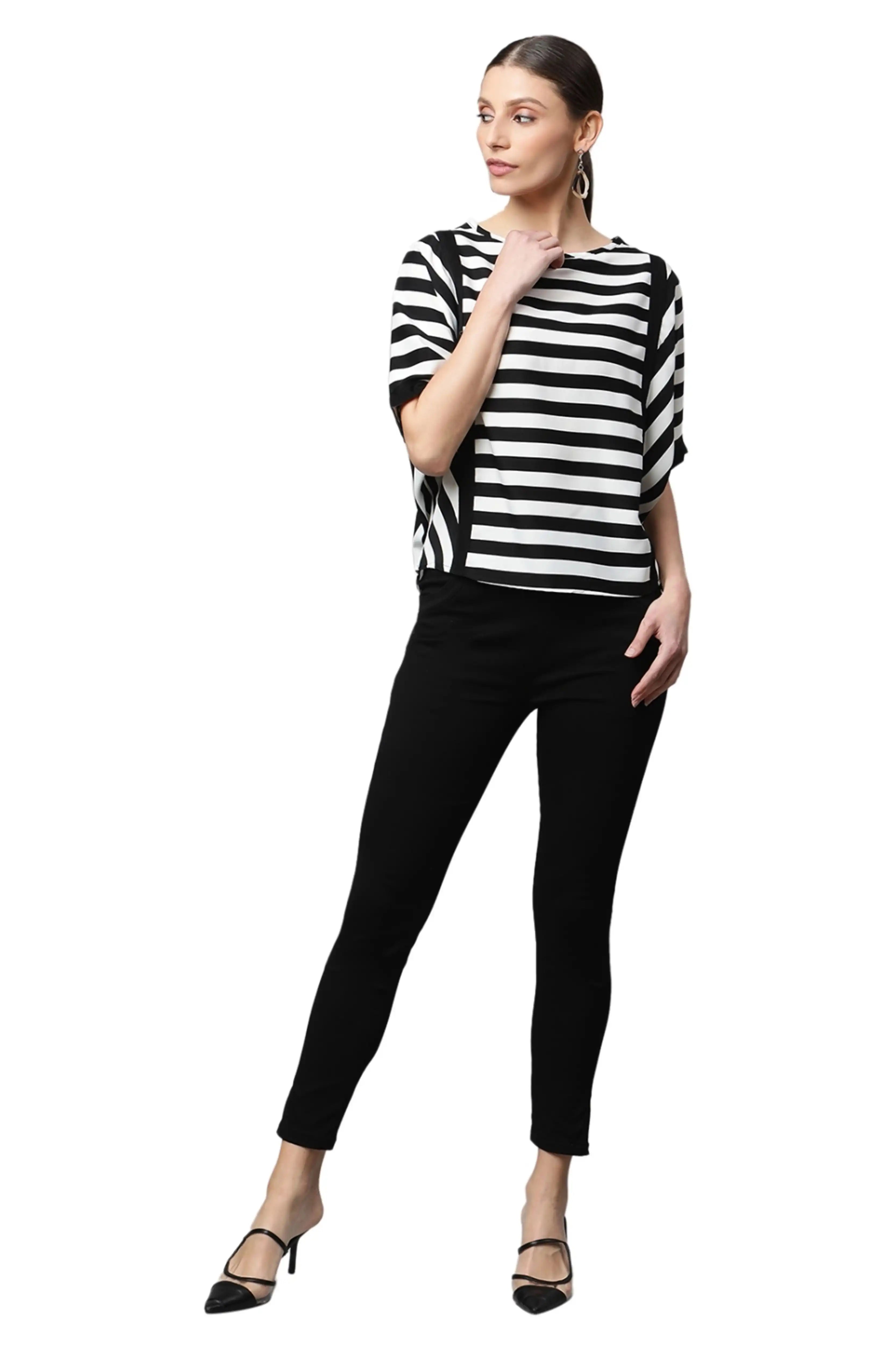 Black and White Striped Top