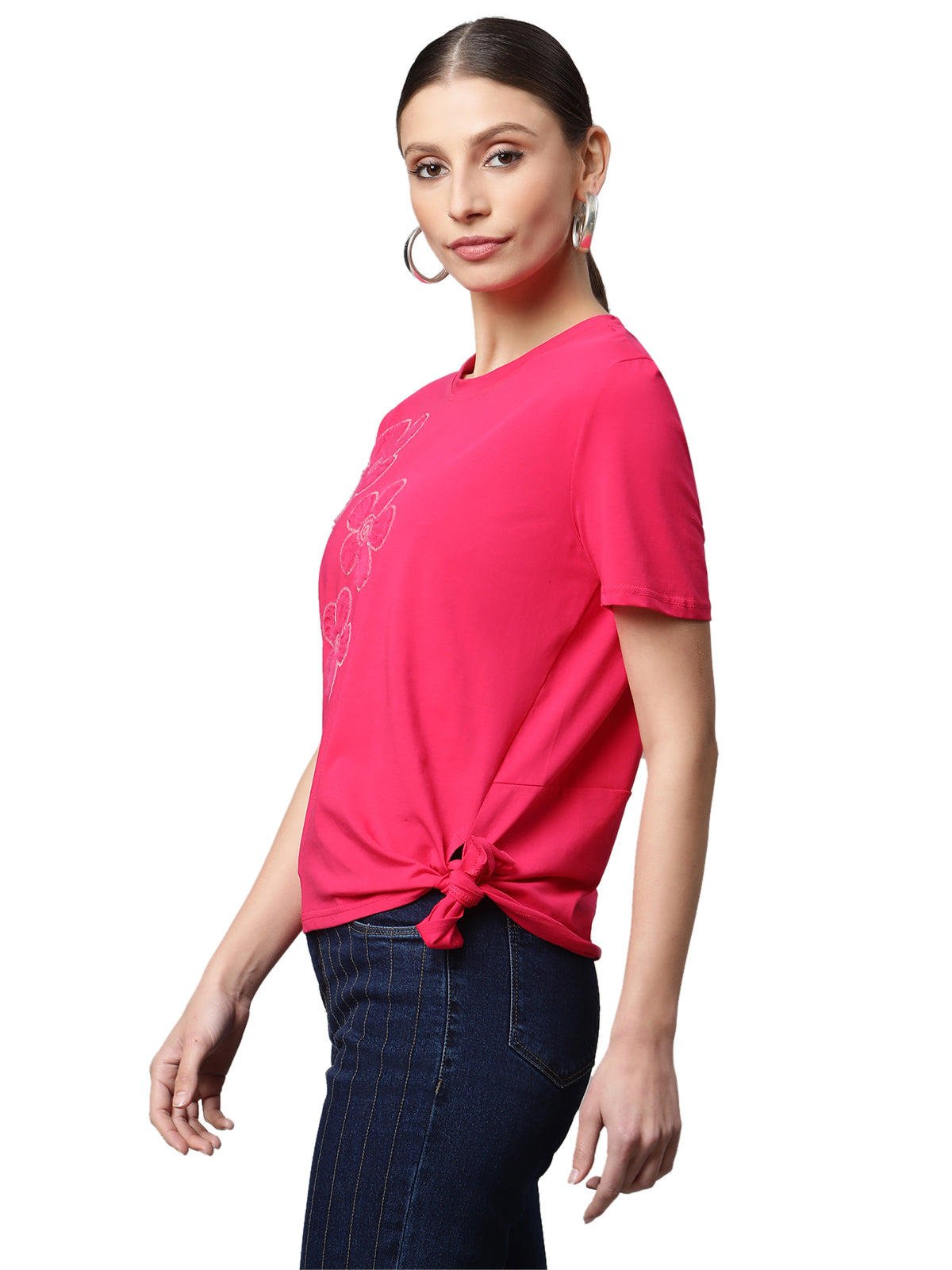 Women Regular Fit Floral Embroidery Top - Global Republic